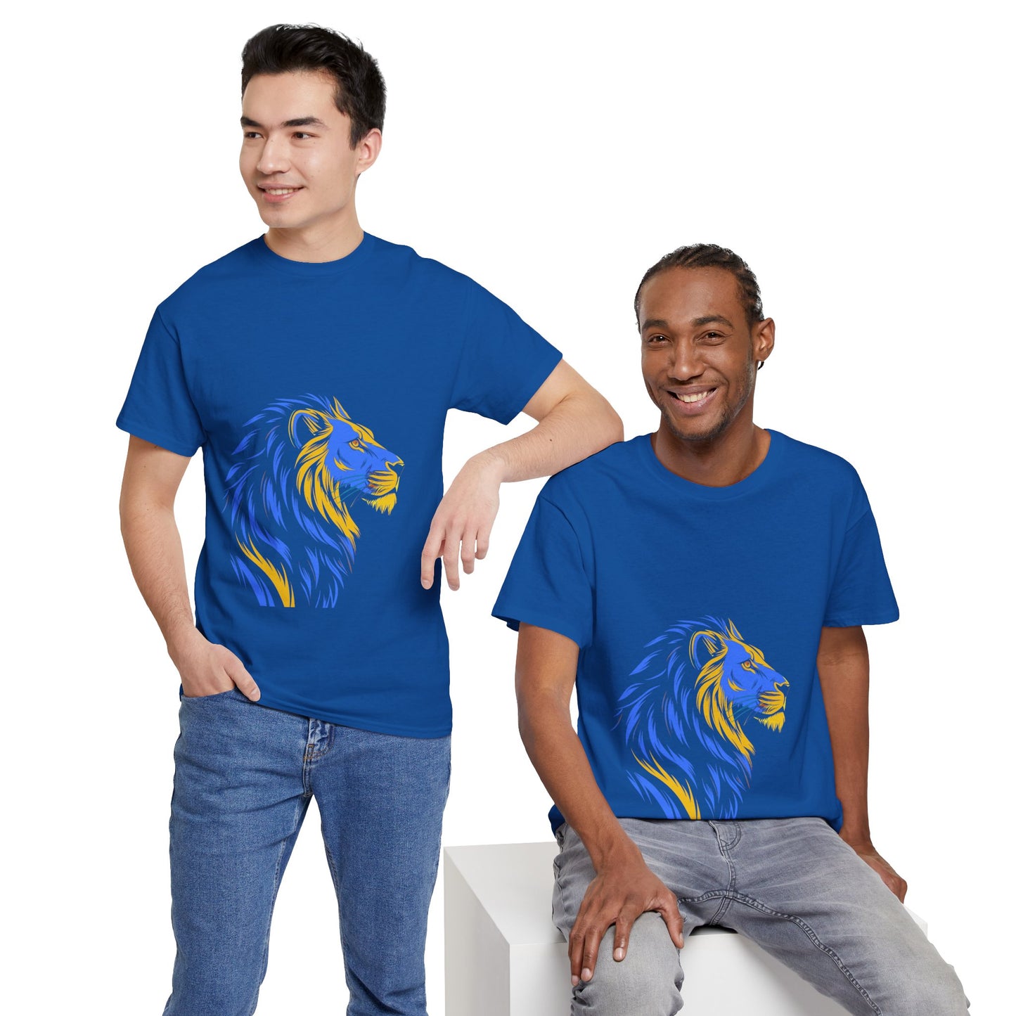 Stylish Lion Graphic Tee for Animal Lovers, Unisex Heavy Cotton T-Shirt, Casual Wear, Birthday Gift, Nature Lover's Top, Unique Design