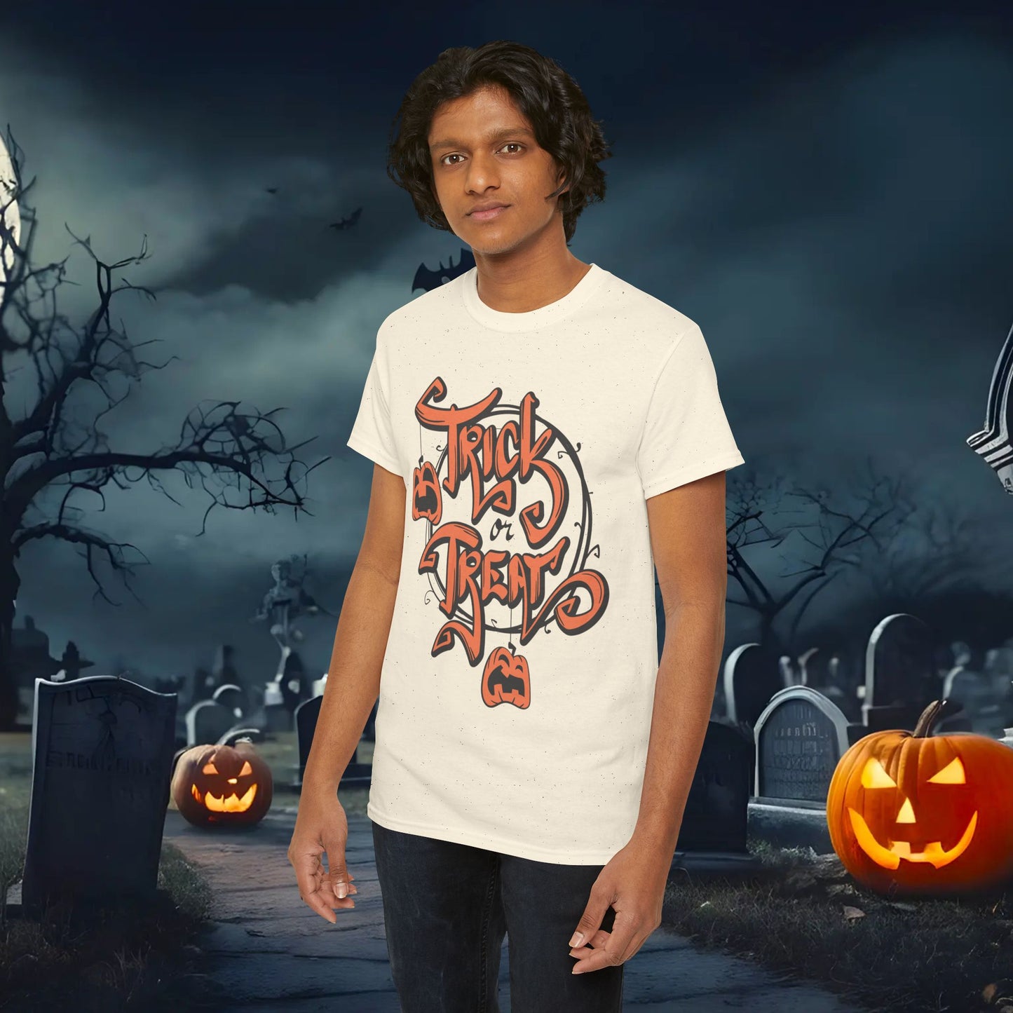 Halloween Trick or Treat Unisex Tee, Spooky Cotton Shirt, Fall Fashion, Halloween Costume Tee, Autumn Celebration Wear, Kids and Adults