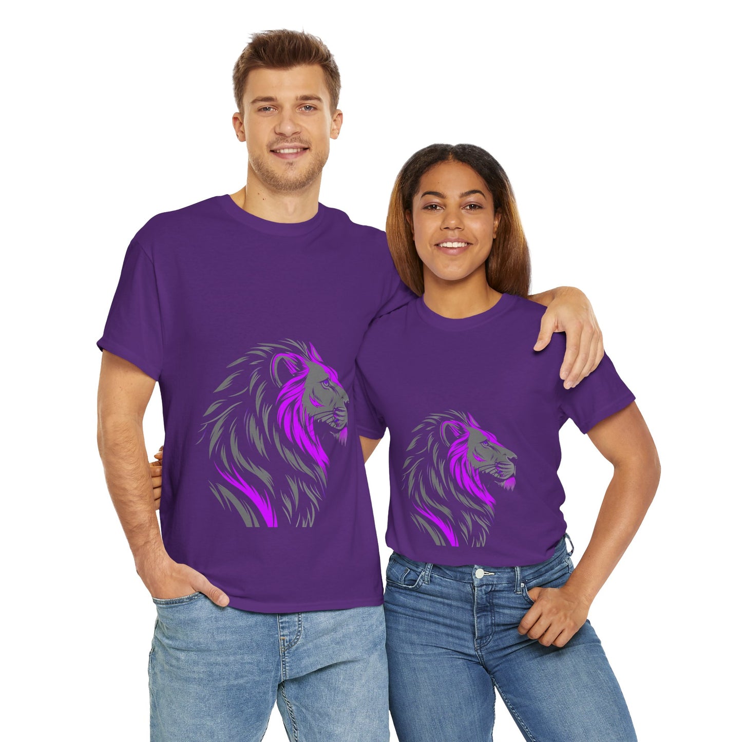 Stylish Lion Graphic Tee for Animal Lovers, Unisex Heavy Cotton T-Shirt, Casual Wear, Birthday Gift, Nature Lover's Top, Unique Design