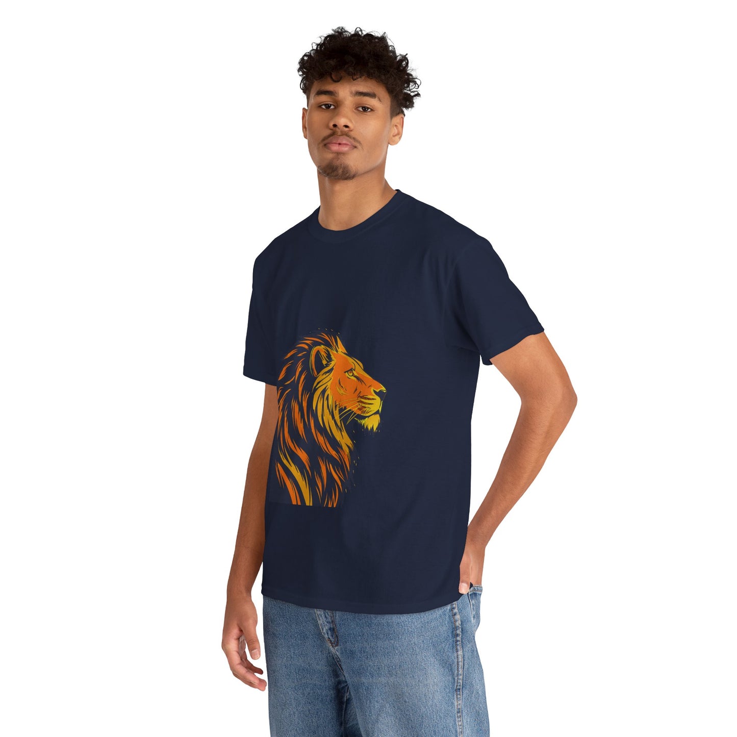 Stylish Lion Graphic Tee for Animal Lovers, Unisex Heavy Cotton T-Shirt, Casual Wear, Birthday Gift, Nature Lover's Top, Unique Design