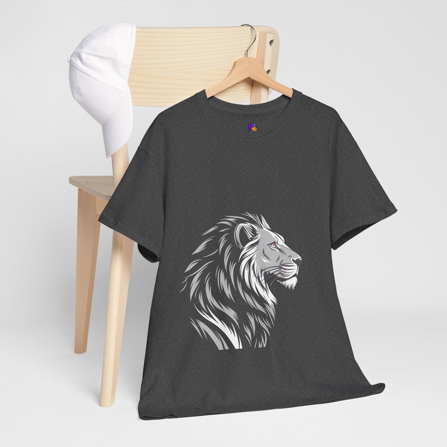 Stylish Lion Graphic Tee for Animal Lovers, Unisex Heavy Cotton T-Shirt, Casual Wear, Birthday Gift, Nature Lover's Top, Unique Design
