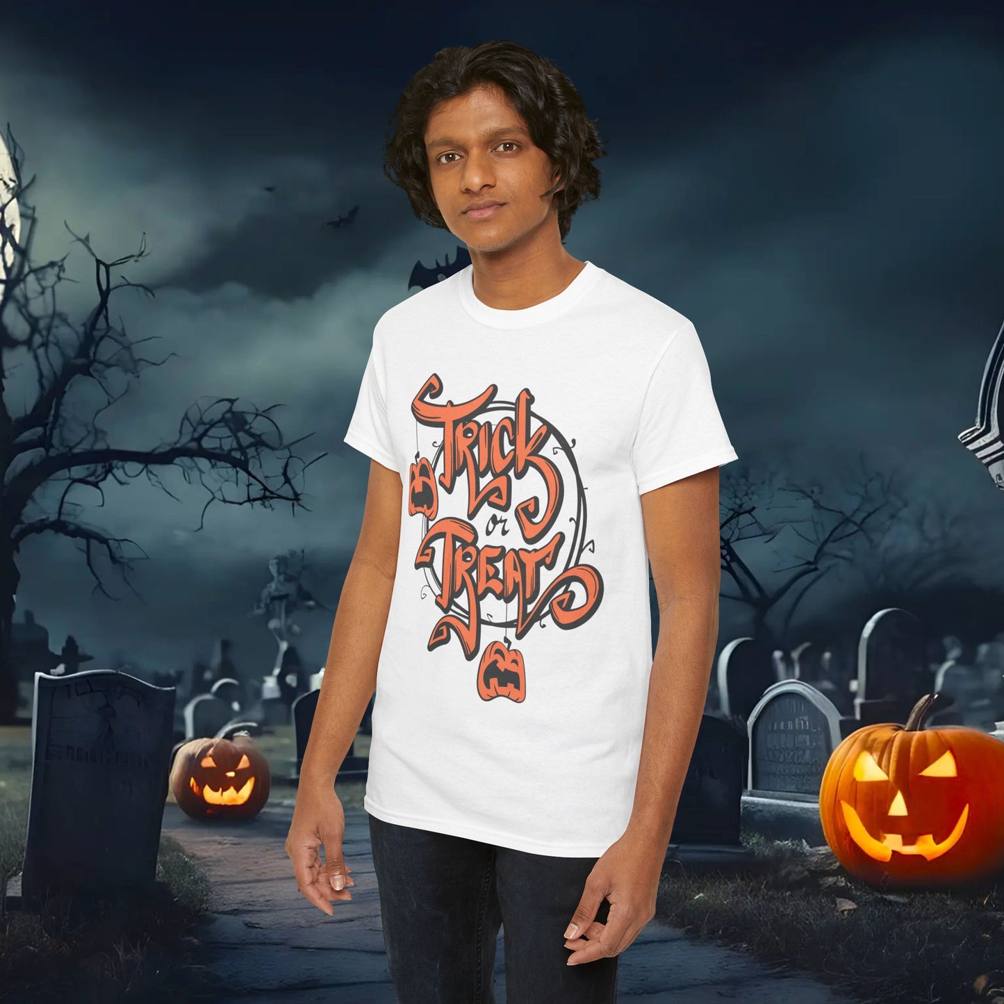 Halloween Trick or Treat Unisex Tee, Spooky Cotton Shirt, Fall Fashion, Halloween Costume Tee, Autumn Celebration Wear, Kids and Adults
