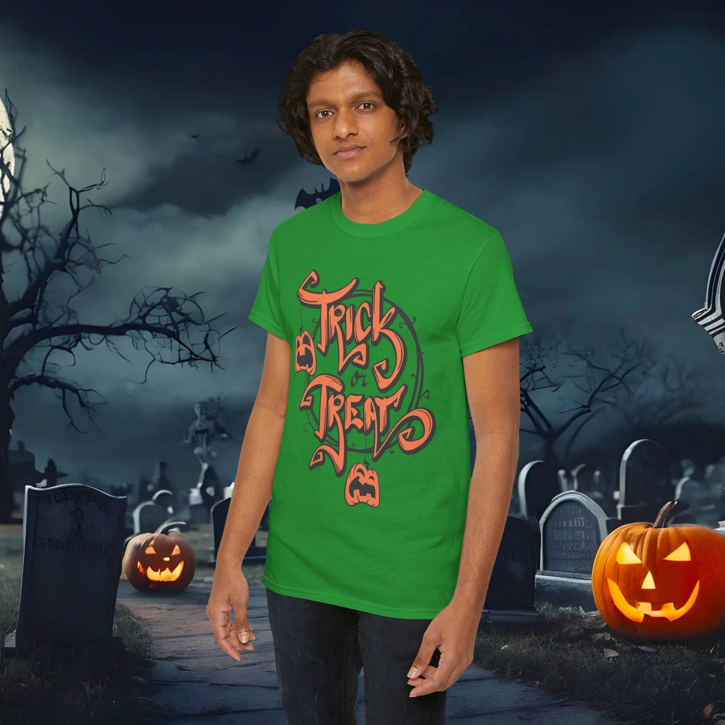 Halloween Trick or Treat Unisex Tee, Spooky Cotton Shirt, Fall Fashion, Halloween Costume Tee, Autumn Celebration Wear, Kids and Adults