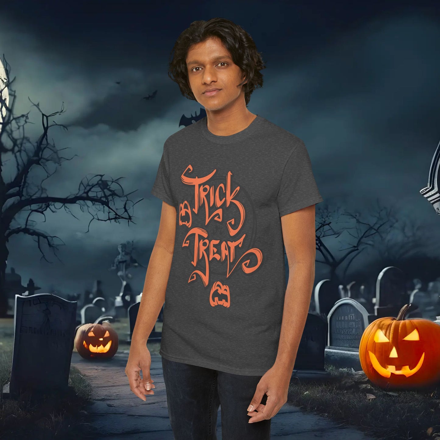 Halloween Trick or Treat Unisex Tee, Spooky Cotton Shirt, Fall Fashion, Halloween Costume Tee, Autumn Celebration Wear, Kids and Adults