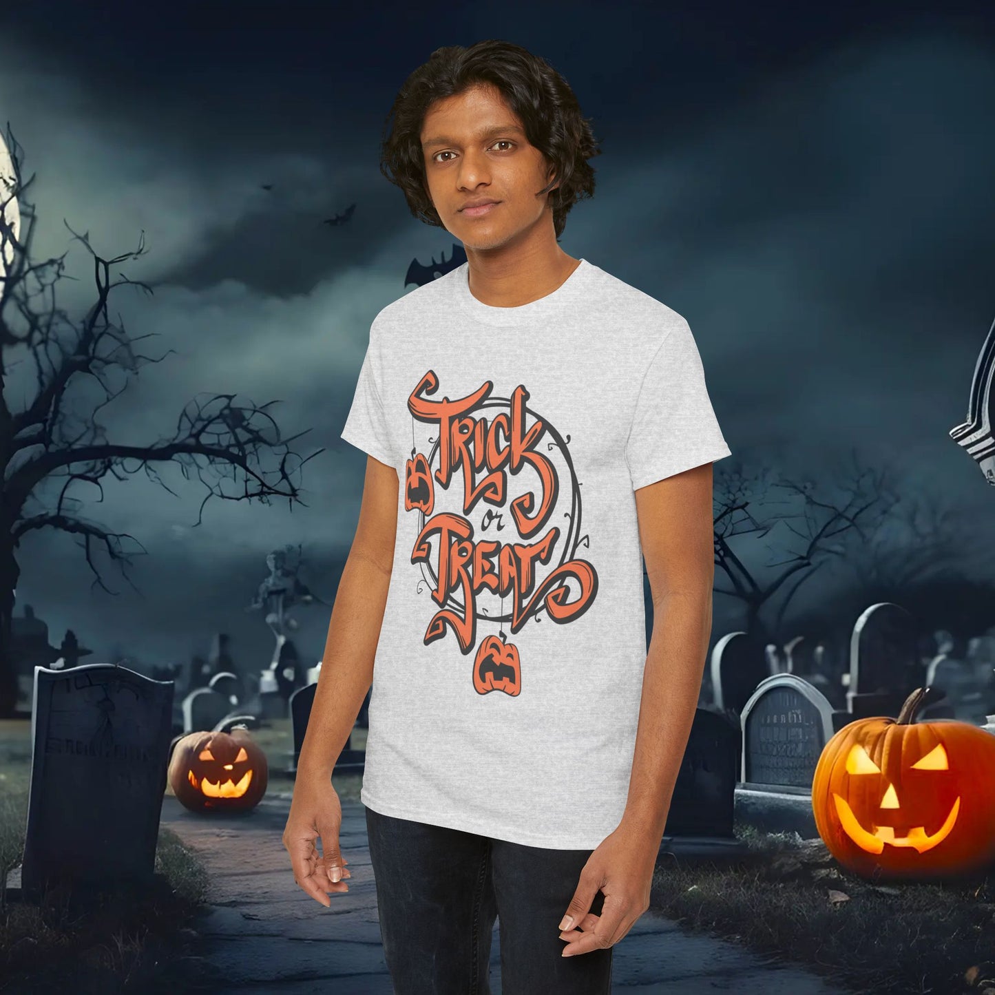 Halloween Trick or Treat Unisex Tee, Spooky Cotton Shirt, Fall Fashion, Halloween Costume Tee, Autumn Celebration Wear, Kids and Adults