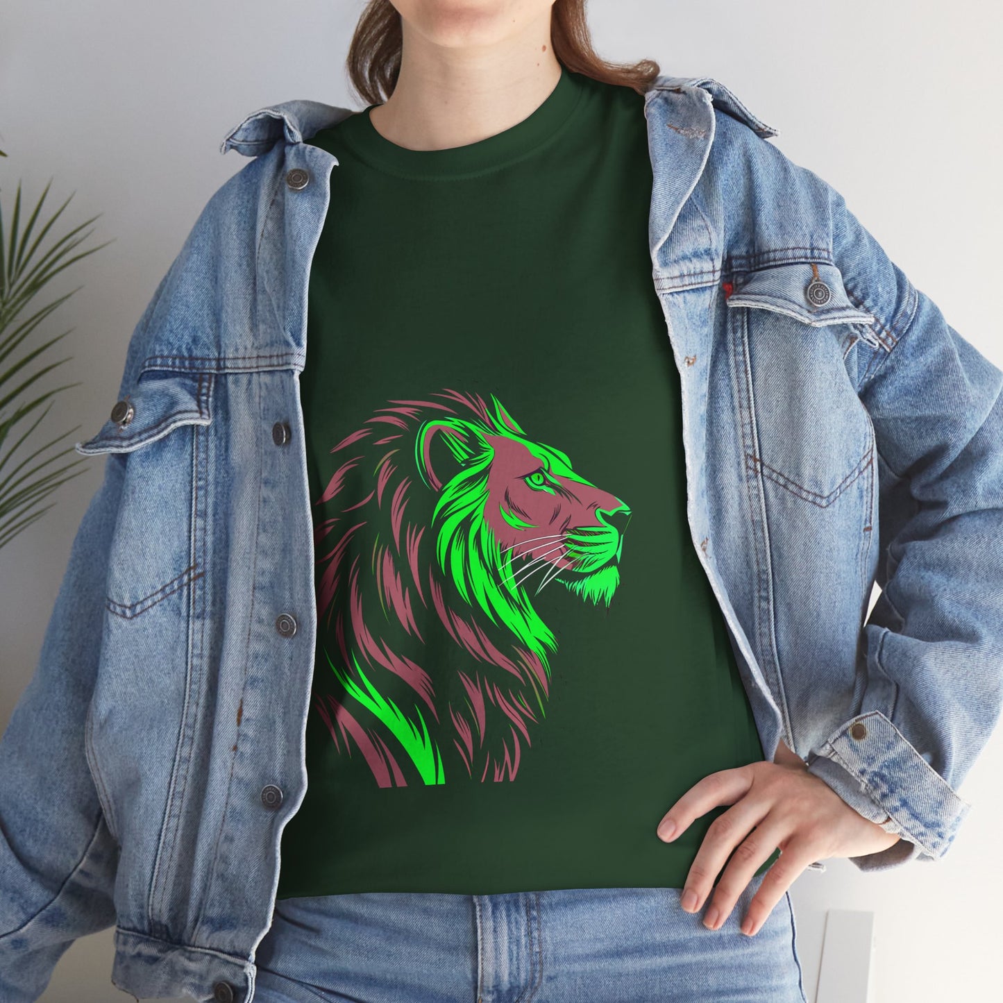 Stylish Lion Graphic Tee for Animal Lovers, Unisex Heavy Cotton T-Shirt, Casual Wear, Birthday Gift, Nature Lover's Top, Unique Design