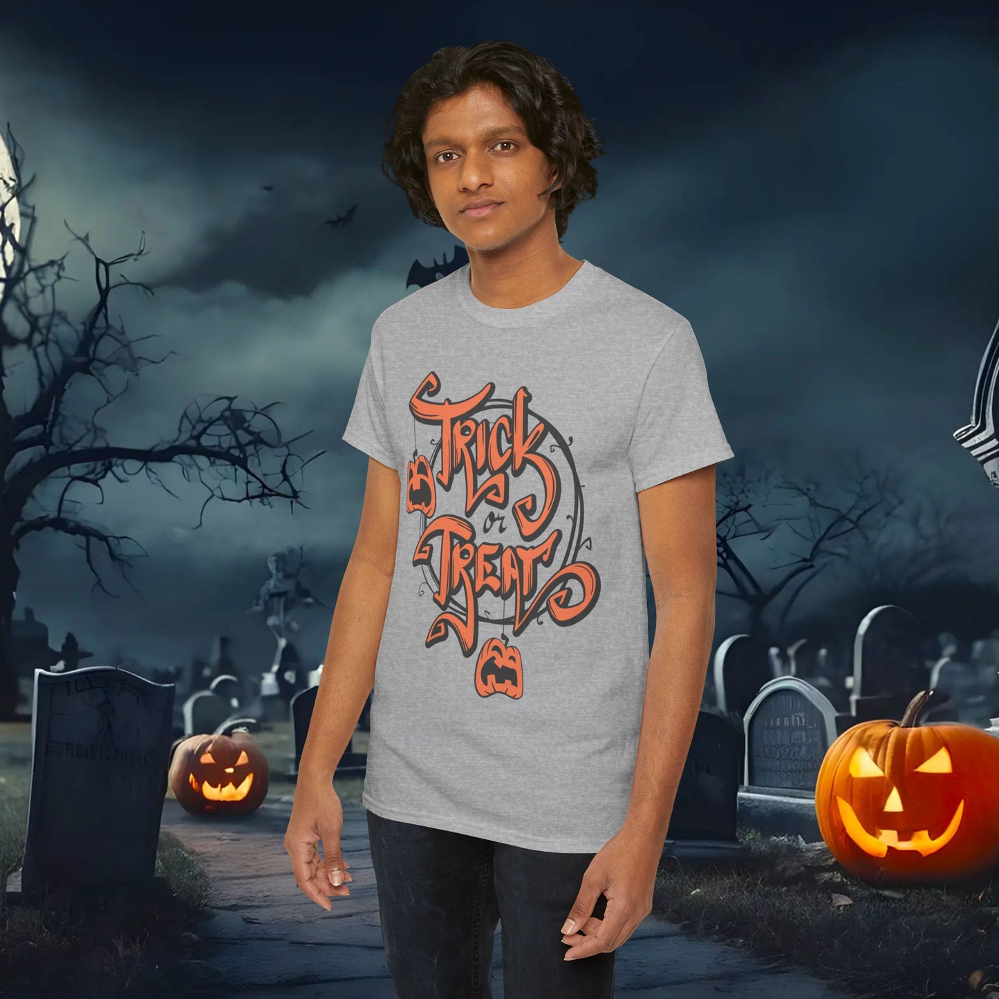 Halloween Trick or Treat Unisex Tee, Spooky Cotton Shirt, Fall Fashion, Halloween Costume Tee, Autumn Celebration Wear, Kids and Adults