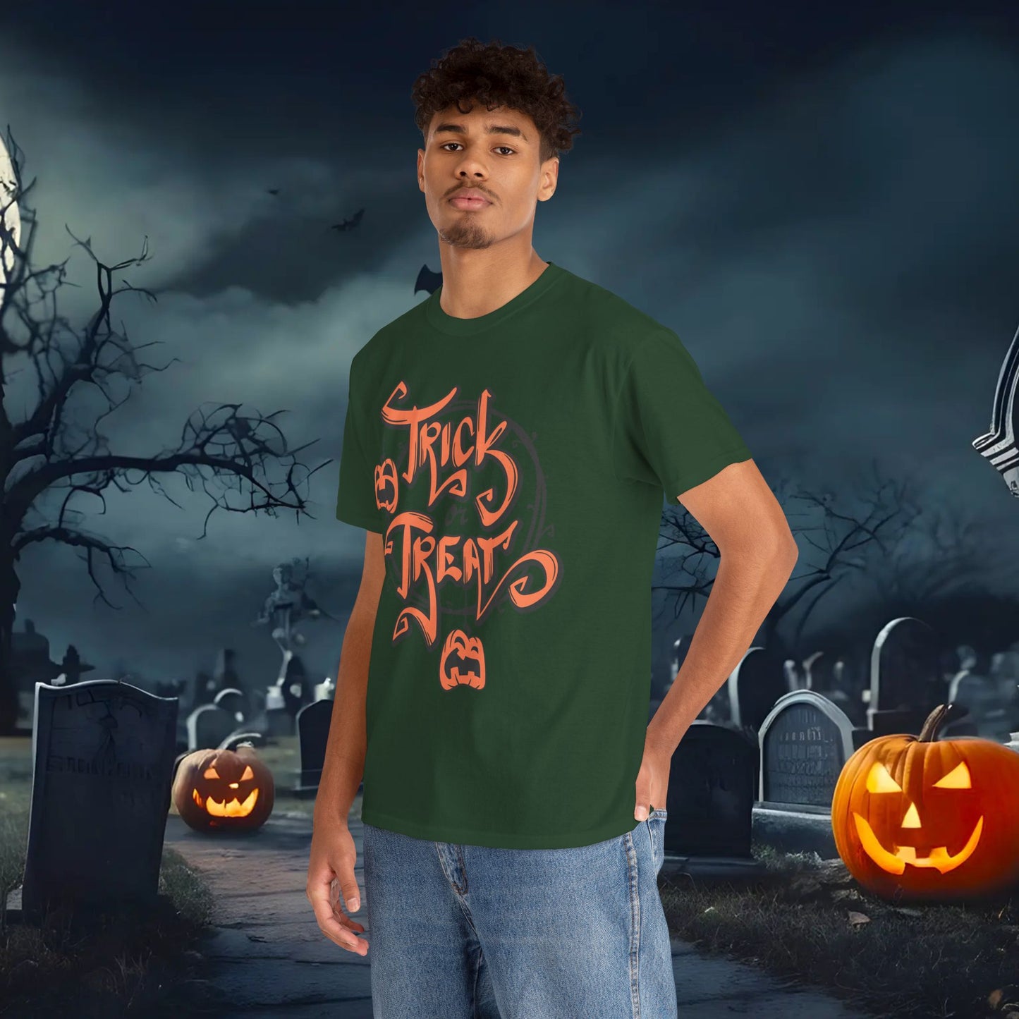 Halloween Trick or Treat Unisex Tee, Spooky Cotton Shirt, Fall Fashion, Halloween Costume Tee, Autumn Celebration Wear, Kids and Adults