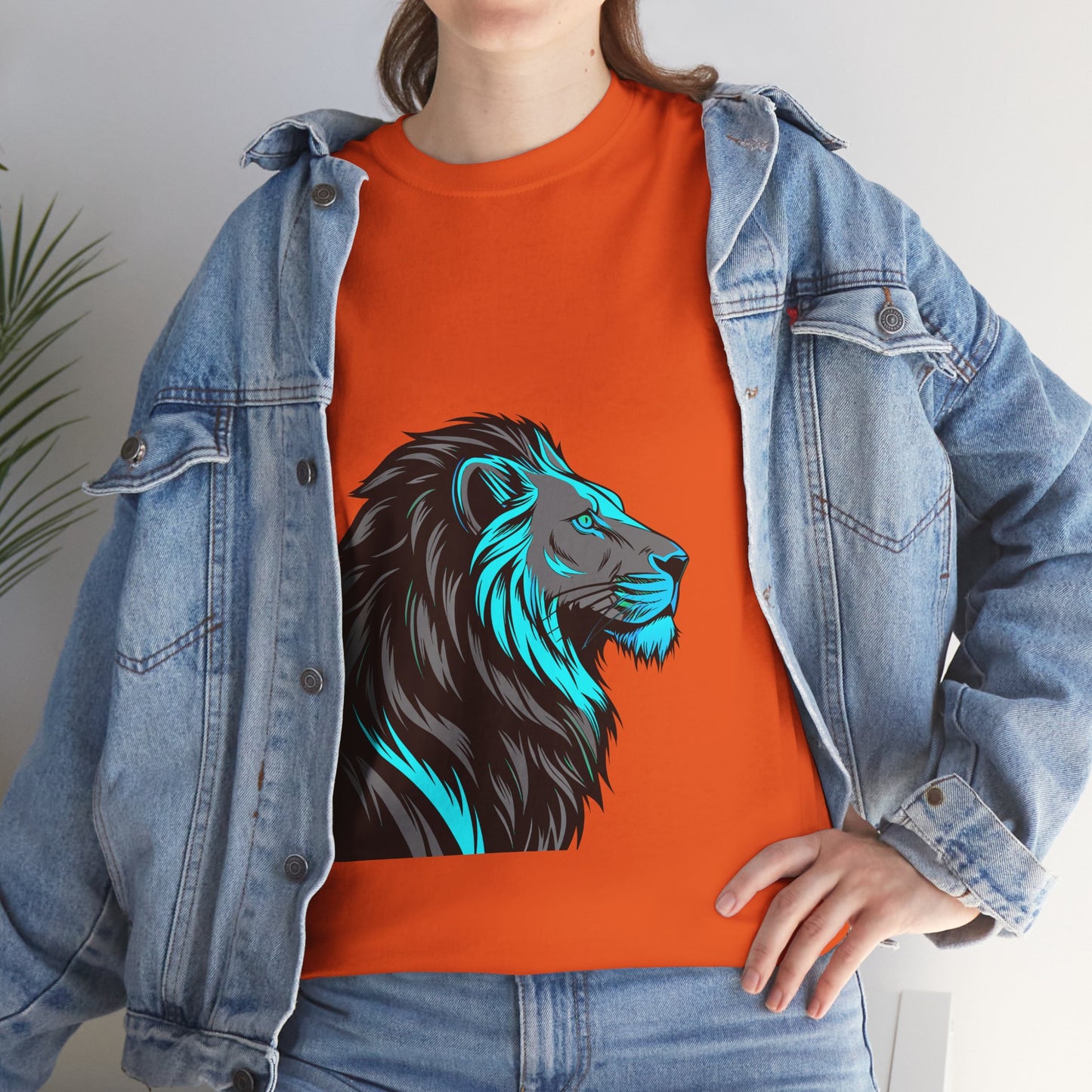 Stylish Lion Graphic Tee for Animal Lovers, Unisex Heavy Cotton T-Shirt, Casual Wear, Birthday Gift, Nature Lover's Top, Unique Design