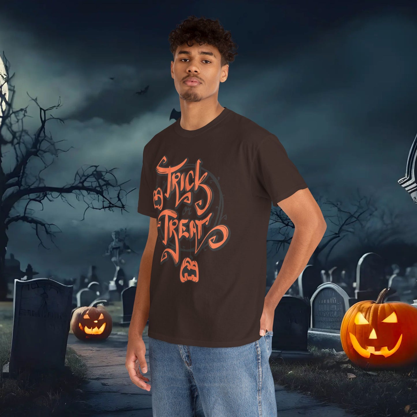 Halloween Trick or Treat Unisex Tee, Spooky Cotton Shirt, Fall Fashion, Halloween Costume Tee, Autumn Celebration Wear, Kids and Adults
