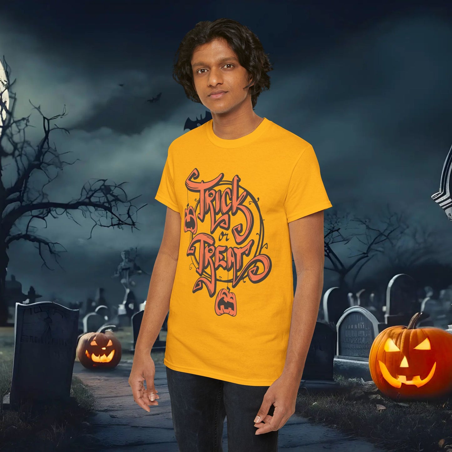 Halloween Trick or Treat Unisex Tee, Spooky Cotton Shirt, Fall Fashion, Halloween Costume Tee, Autumn Celebration Wear, Kids and Adults