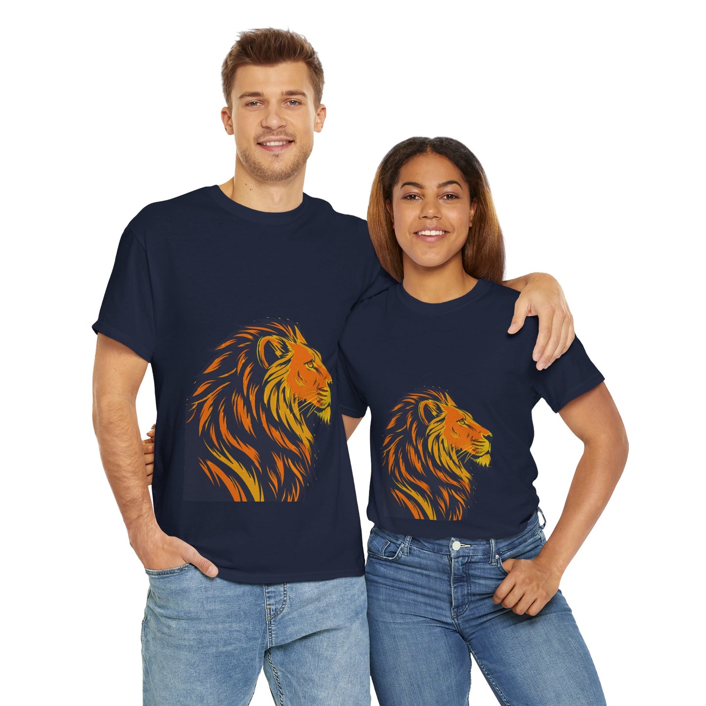 Stylish Lion Graphic Tee for Animal Lovers, Unisex Heavy Cotton T-Shirt, Casual Wear, Birthday Gift, Nature Lover's Top, Unique Design