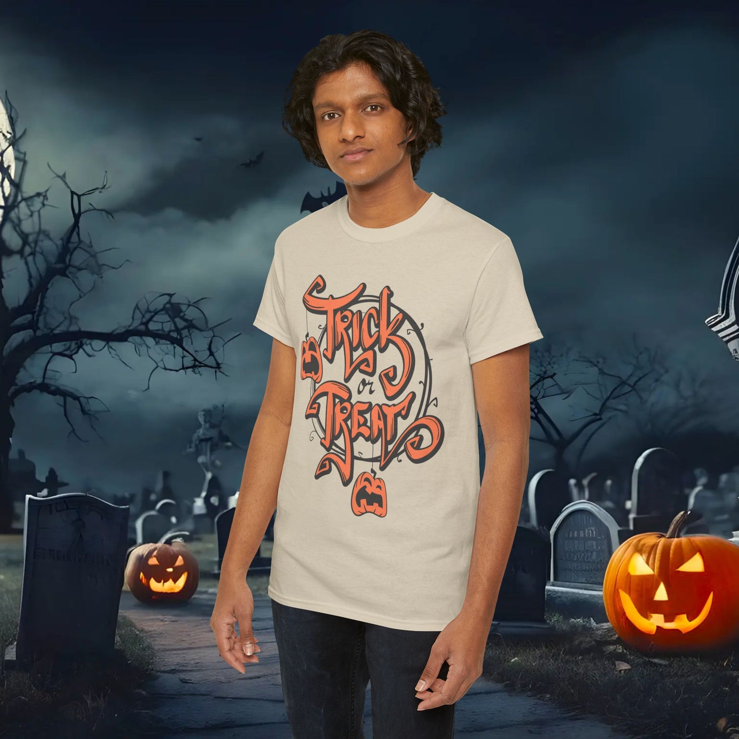 Halloween Trick or Treat Unisex Tee, Spooky Cotton Shirt, Fall Fashion, Halloween Costume Tee, Autumn Celebration Wear, Kids and Adults