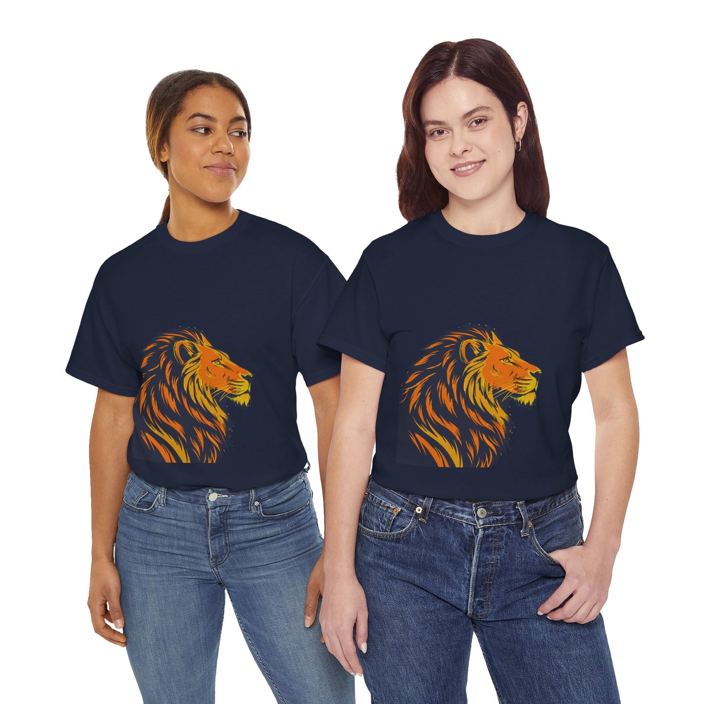 Stylish Lion Graphic Tee for Animal Lovers, Unisex Heavy Cotton T-Shirt, Casual Wear, Birthday Gift, Nature Lover's Top, Unique Design