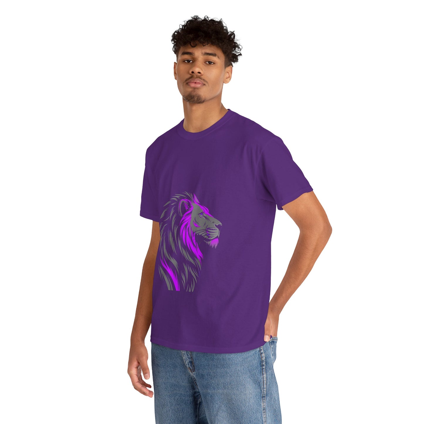 Stylish Lion Graphic Tee for Animal Lovers, Unisex Heavy Cotton T-Shirt, Casual Wear, Birthday Gift, Nature Lover's Top, Unique Design