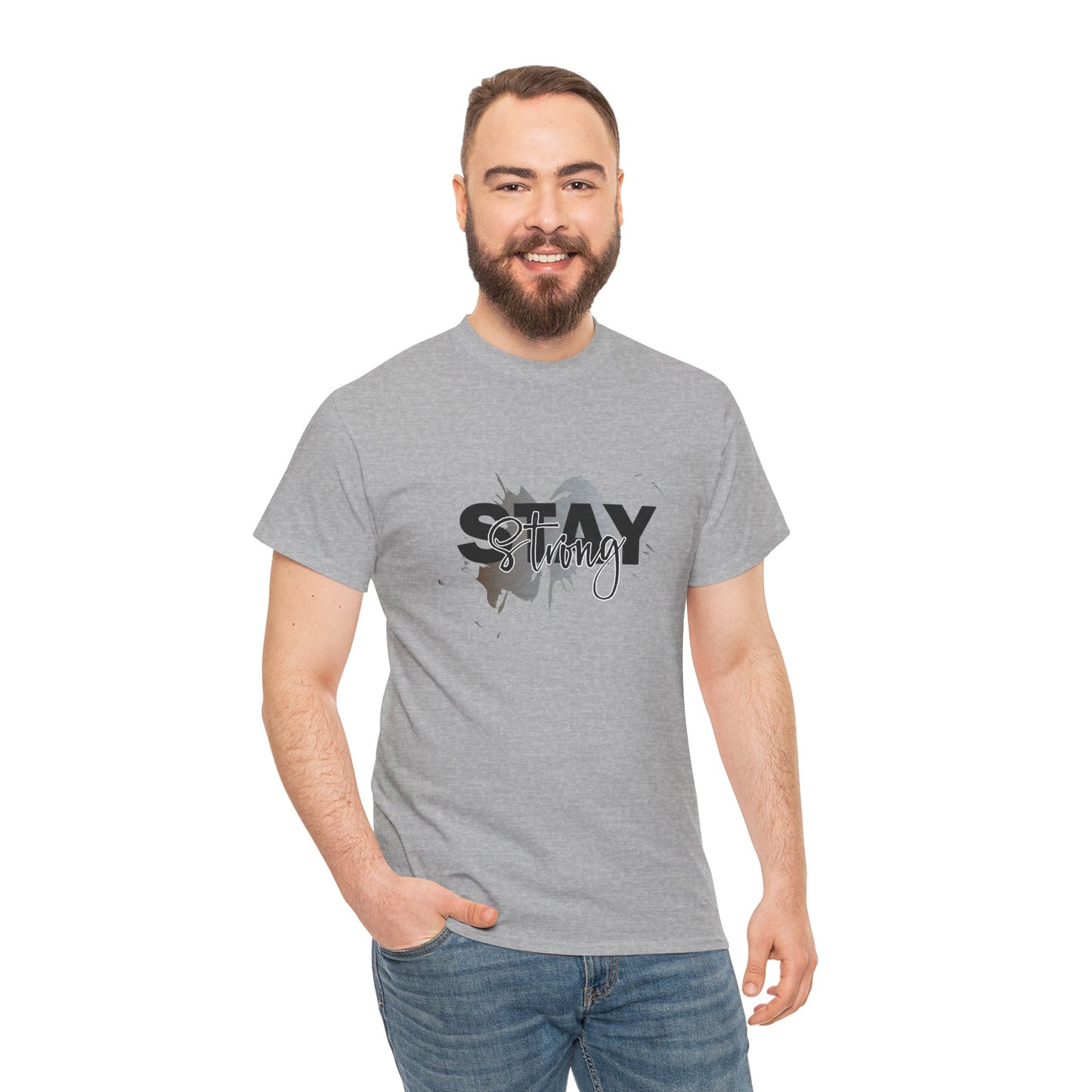 Stay Strong Unisex Heavy Cotton Tee, Inspirational T-Shirt, Motivational Apparel, Casual Wear, Gifts for Him/Her, Everyday Comfort