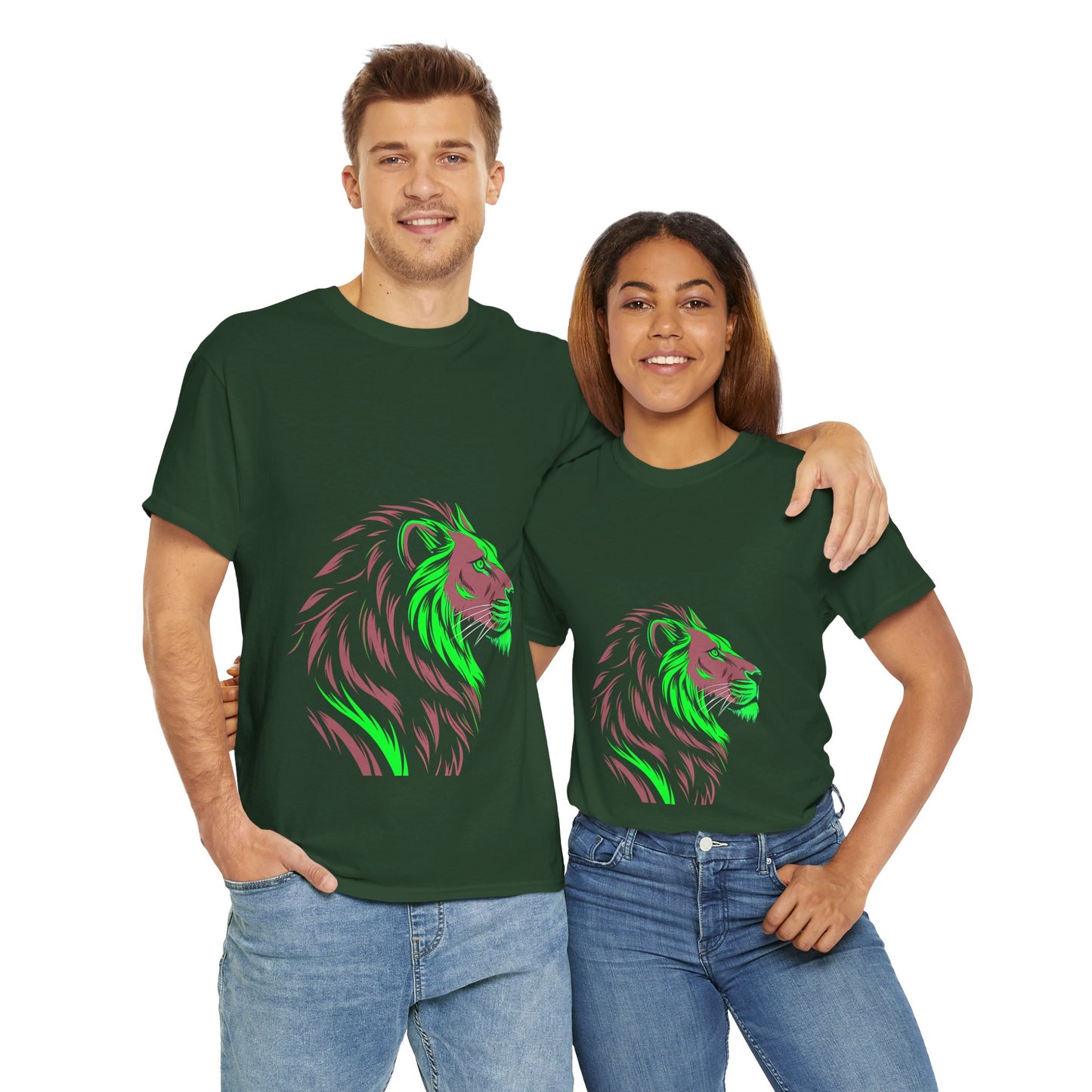 Stylish Lion Graphic Tee for Animal Lovers, Unisex Heavy Cotton T-Shirt, Casual Wear, Birthday Gift, Nature Lover's Top, Unique Design