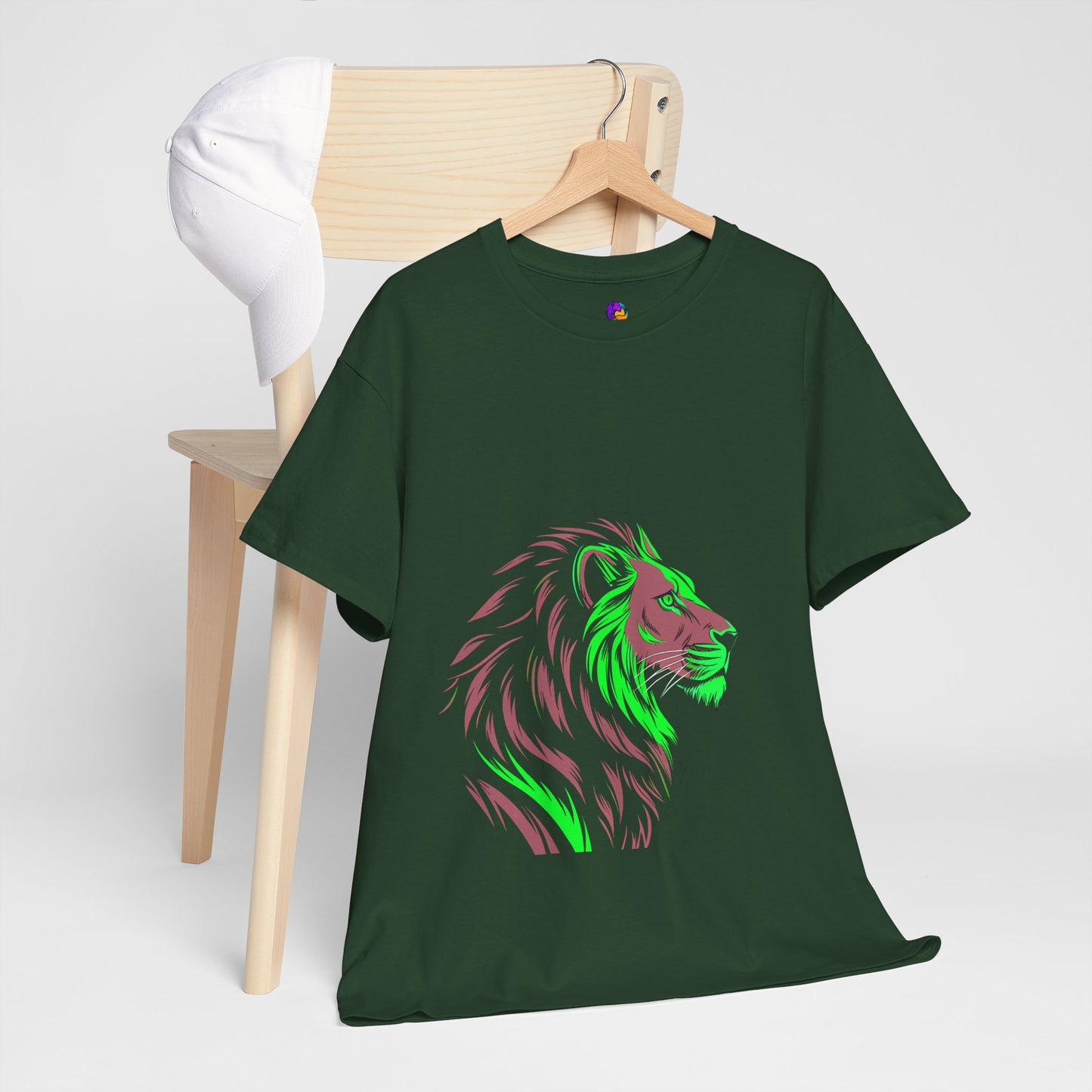 Stylish Lion Graphic Tee for Animal Lovers, Unisex Heavy Cotton T-Shirt, Casual Wear, Birthday Gift, Nature Lover's Top, Unique Design