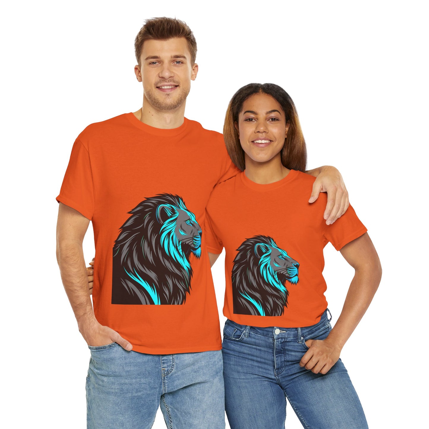 Stylish Lion Graphic Tee for Animal Lovers, Unisex Heavy Cotton T-Shirt, Casual Wear, Birthday Gift, Nature Lover's Top, Unique Design