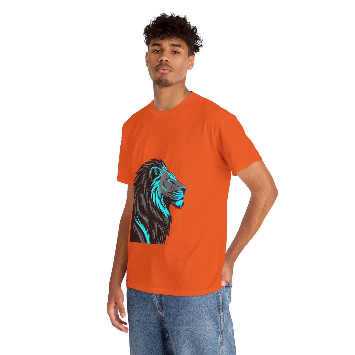 Stylish Lion Graphic Tee for Animal Lovers, Unisex Heavy Cotton T-Shirt, Casual Wear, Birthday Gift, Nature Lover's Top, Unique Design