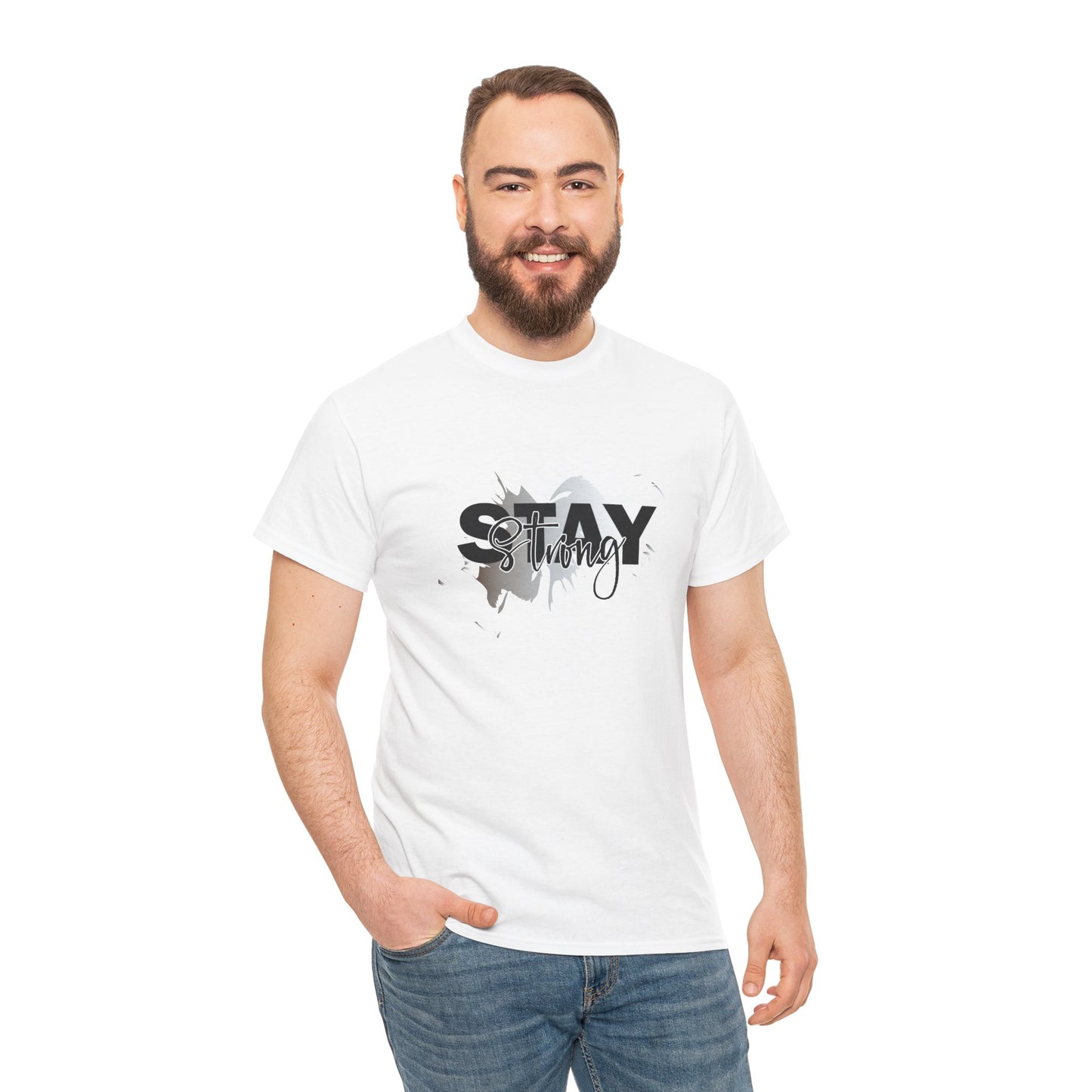 Stay Strong Unisex Heavy Cotton Tee, Inspirational T-Shirt, Motivational Apparel, Casual Wear, Gifts for Him/Her, Everyday Comfort