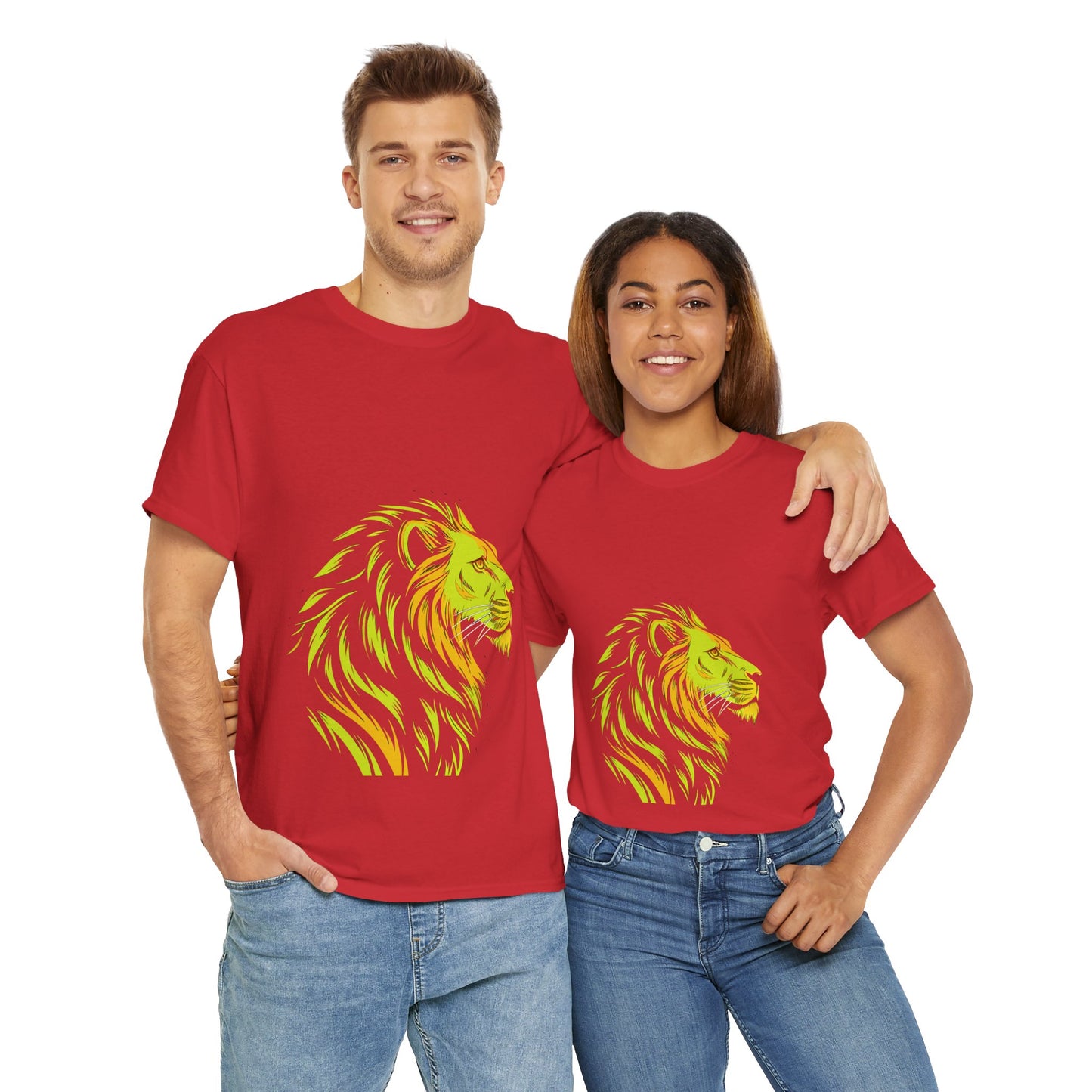 Stylish Lion Graphic Tee for Animal Lovers, Unisex Heavy Cotton T-Shirt, Casual Wear, Birthday Gift, Nature Lover's Top, Unique Design