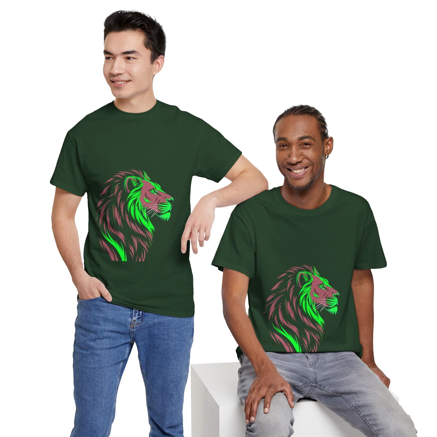 Stylish Lion Graphic Tee for Animal Lovers, Unisex Heavy Cotton T-Shirt, Casual Wear, Birthday Gift, Nature Lover's Top, Unique Design