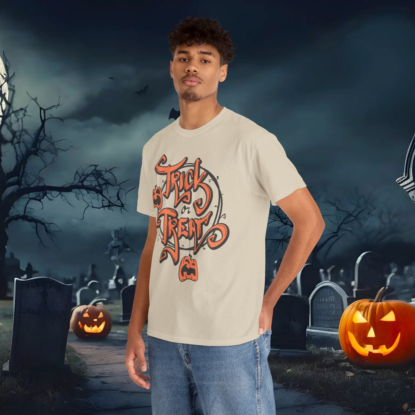 Halloween Trick or Treat Unisex Tee, Spooky Cotton Shirt, Fall Fashion, Halloween Costume Tee, Autumn Celebration Wear, Kids and Adults