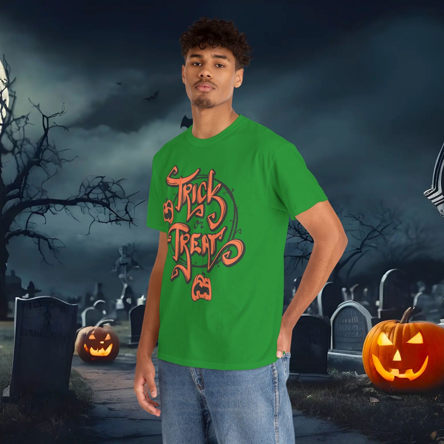 Halloween Trick or Treat Unisex Tee, Spooky Cotton Shirt, Fall Fashion, Halloween Costume Tee, Autumn Celebration Wear, Kids and Adults
