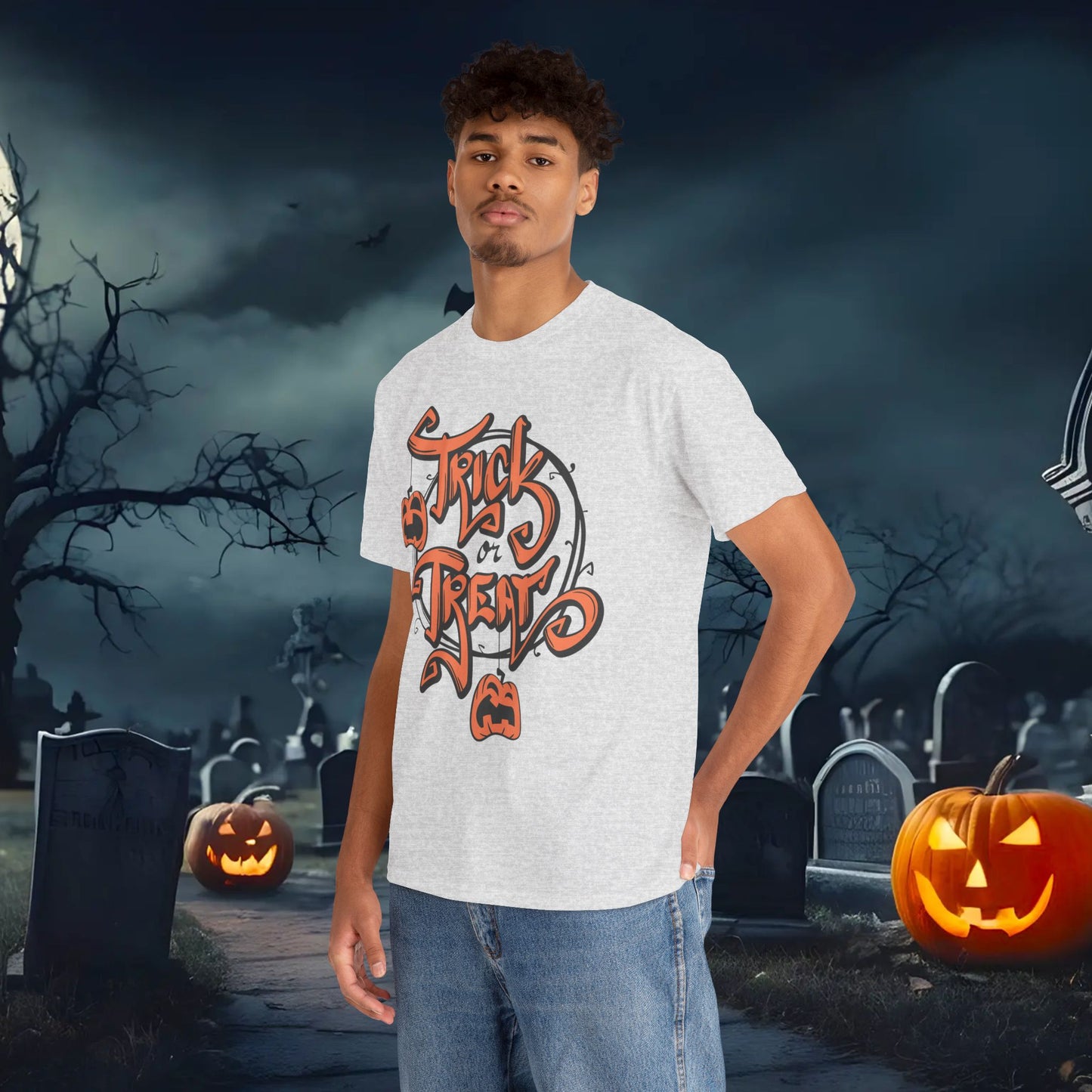 Halloween Trick or Treat Unisex Tee, Spooky Cotton Shirt, Fall Fashion, Halloween Costume Tee, Autumn Celebration Wear, Kids and Adults