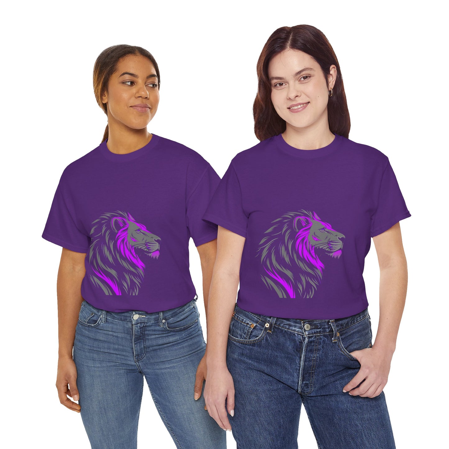 Stylish Lion Graphic Tee for Animal Lovers, Unisex Heavy Cotton T-Shirt, Casual Wear, Birthday Gift, Nature Lover's Top, Unique Design
