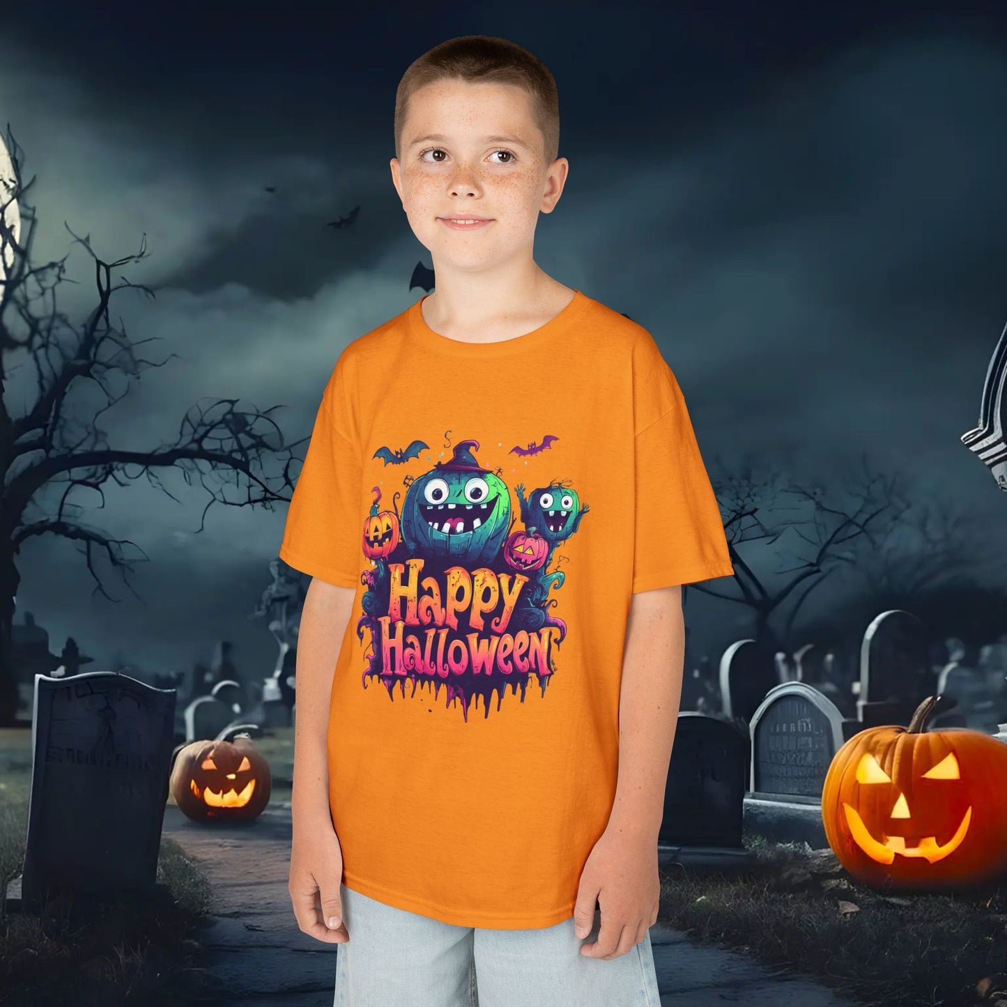 Halloween Kids Tee, Spooky T-Shirt for Children, Perfect for Halloween Parties, Trick or Treating, Gifting to Kids