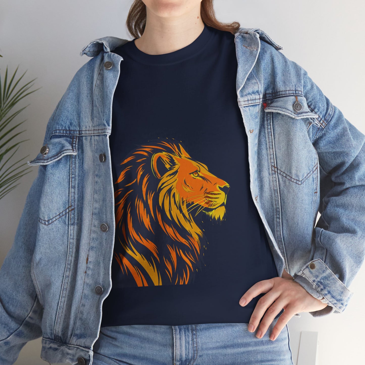 Stylish Lion Graphic Tee for Animal Lovers, Unisex Heavy Cotton T-Shirt, Casual Wear, Birthday Gift, Nature Lover's Top, Unique Design