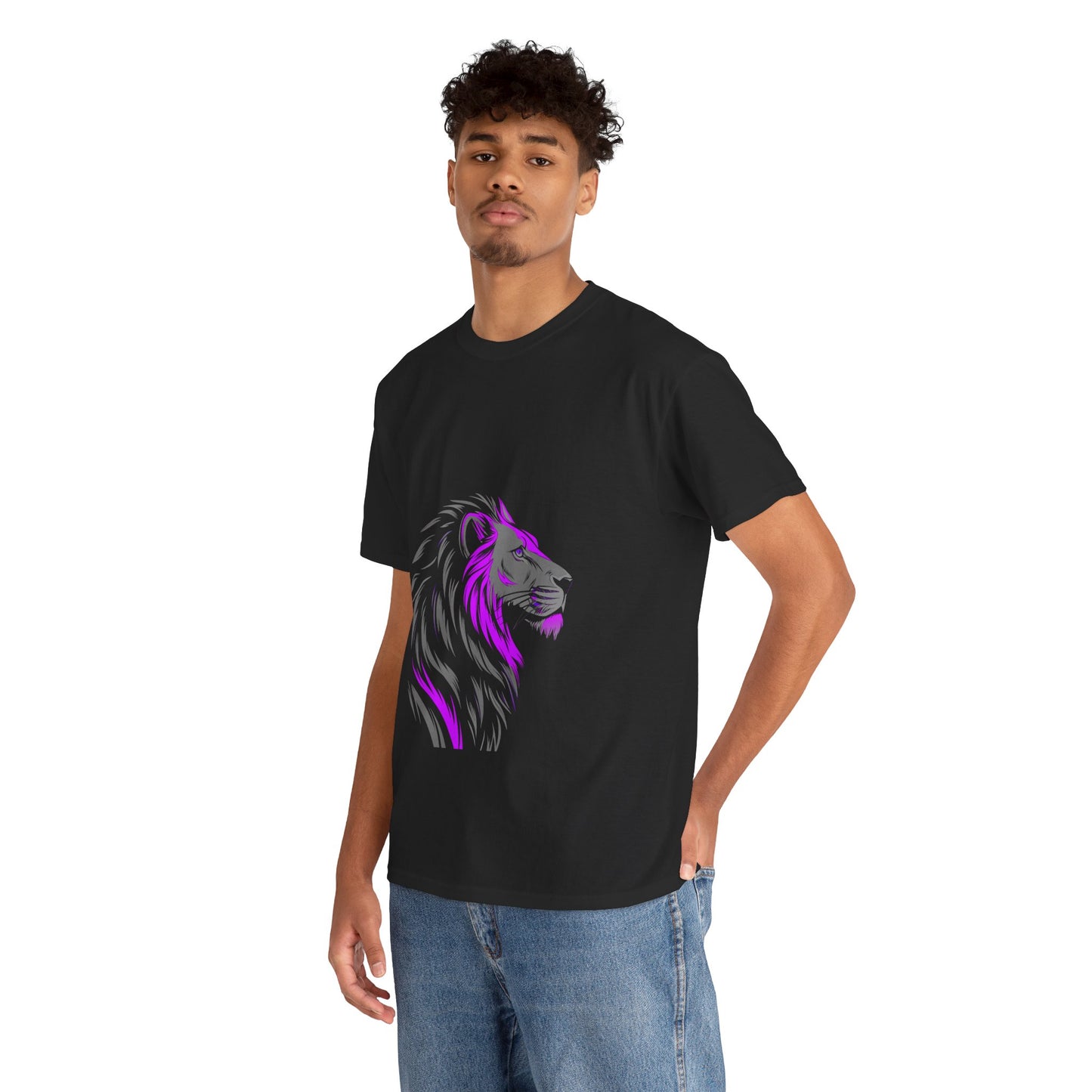 Stylish Lion Graphic Tee for Animal Lovers, Unisex Heavy Cotton T-Shirt, Casual Wear, Birthday Gift, Nature Lover's Top, Unique Design