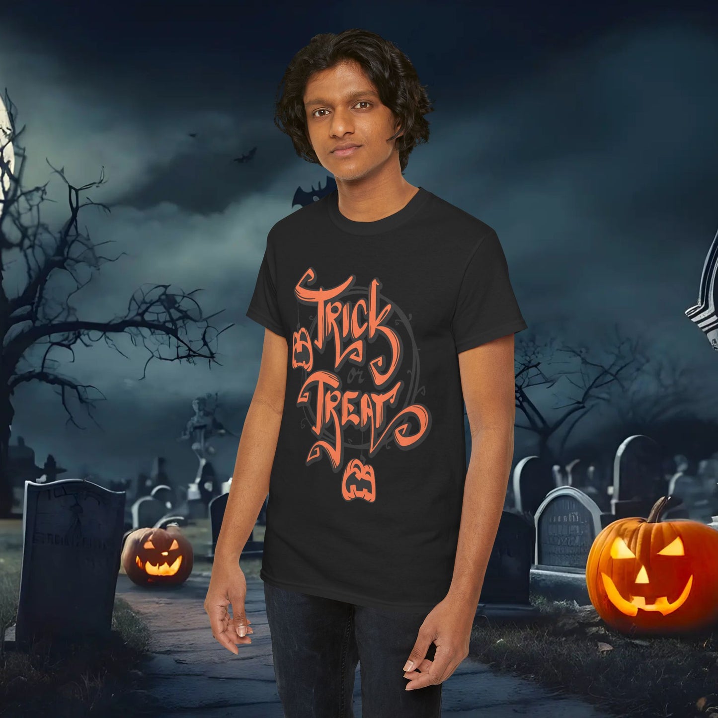Halloween Trick or Treat Unisex Tee, Spooky Cotton Shirt, Fall Fashion, Halloween Costume Tee, Autumn Celebration Wear, Kids and Adults
