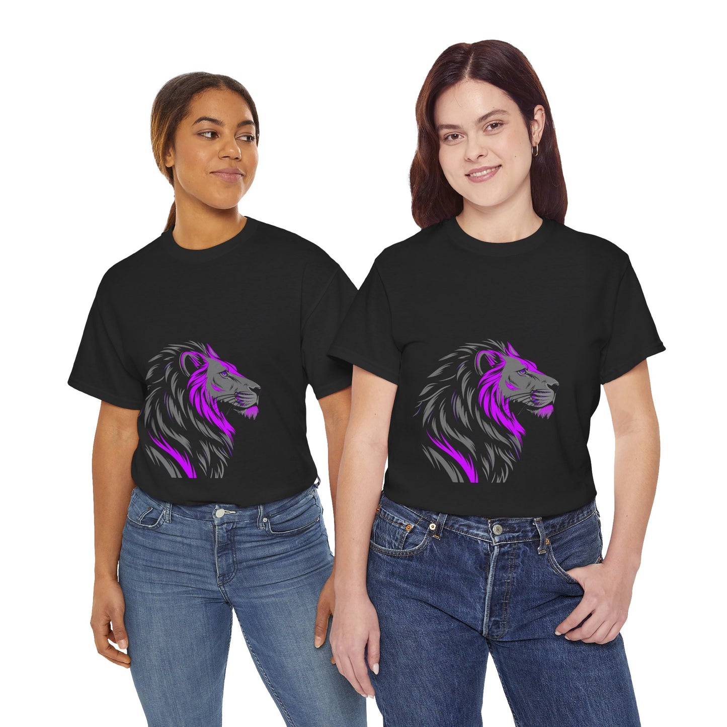 Stylish Lion Graphic Tee for Animal Lovers, Unisex Heavy Cotton T-Shirt, Casual Wear, Birthday Gift, Nature Lover's Top, Unique Design