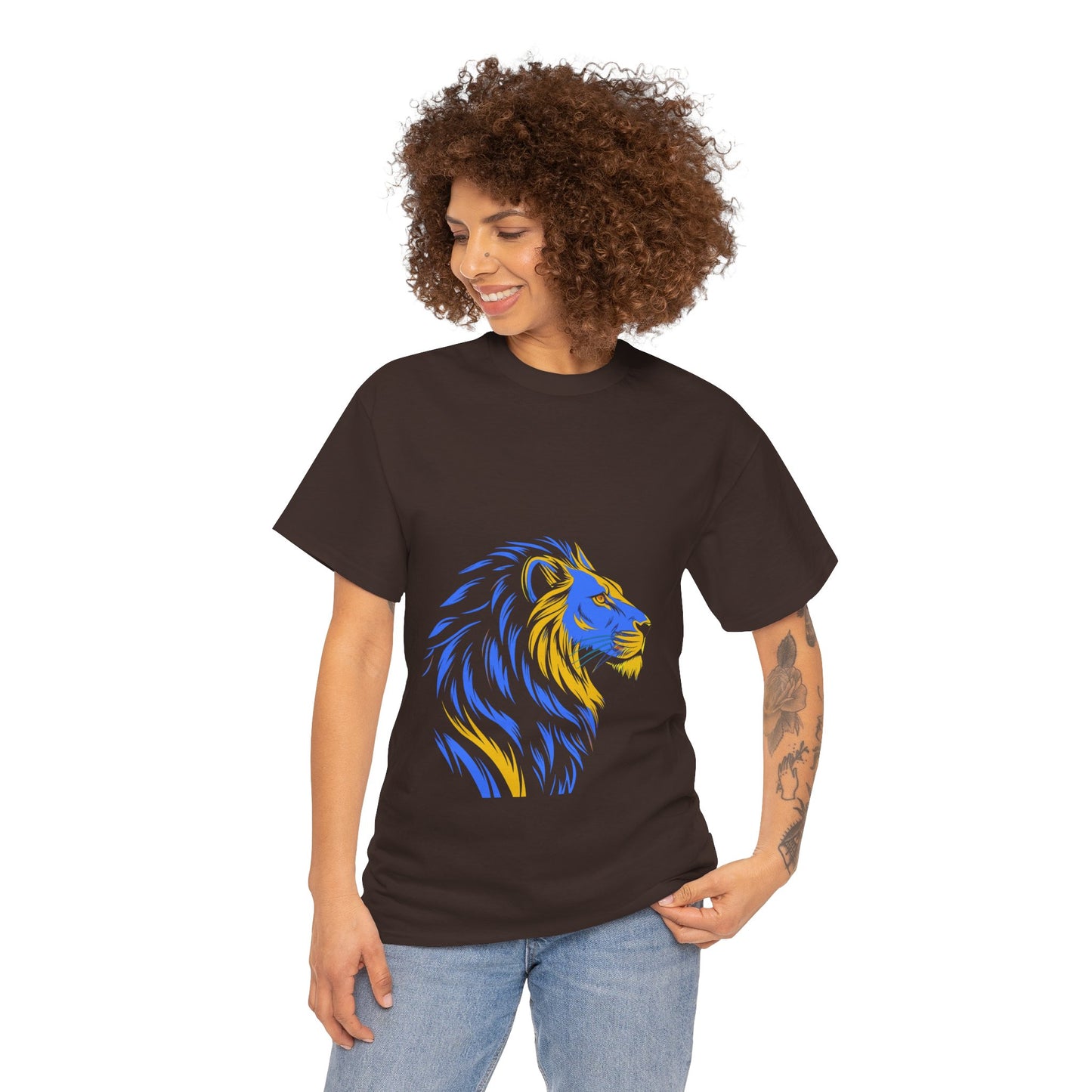 Stylish Lion Graphic Tee for Animal Lovers, Unisex Heavy Cotton T-Shirt, Casual Wear, Birthday Gift, Nature Lover's Top, Unique Design