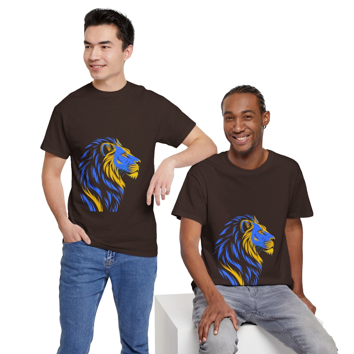 Stylish Lion Graphic Tee for Animal Lovers, Unisex Heavy Cotton T-Shirt, Casual Wear, Birthday Gift, Nature Lover's Top, Unique Design