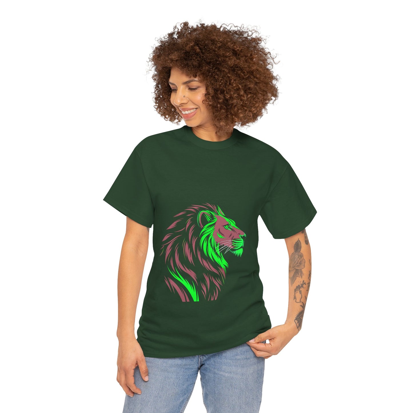 Stylish Lion Graphic Tee for Animal Lovers, Unisex Heavy Cotton T-Shirt, Casual Wear, Birthday Gift, Nature Lover's Top, Unique Design