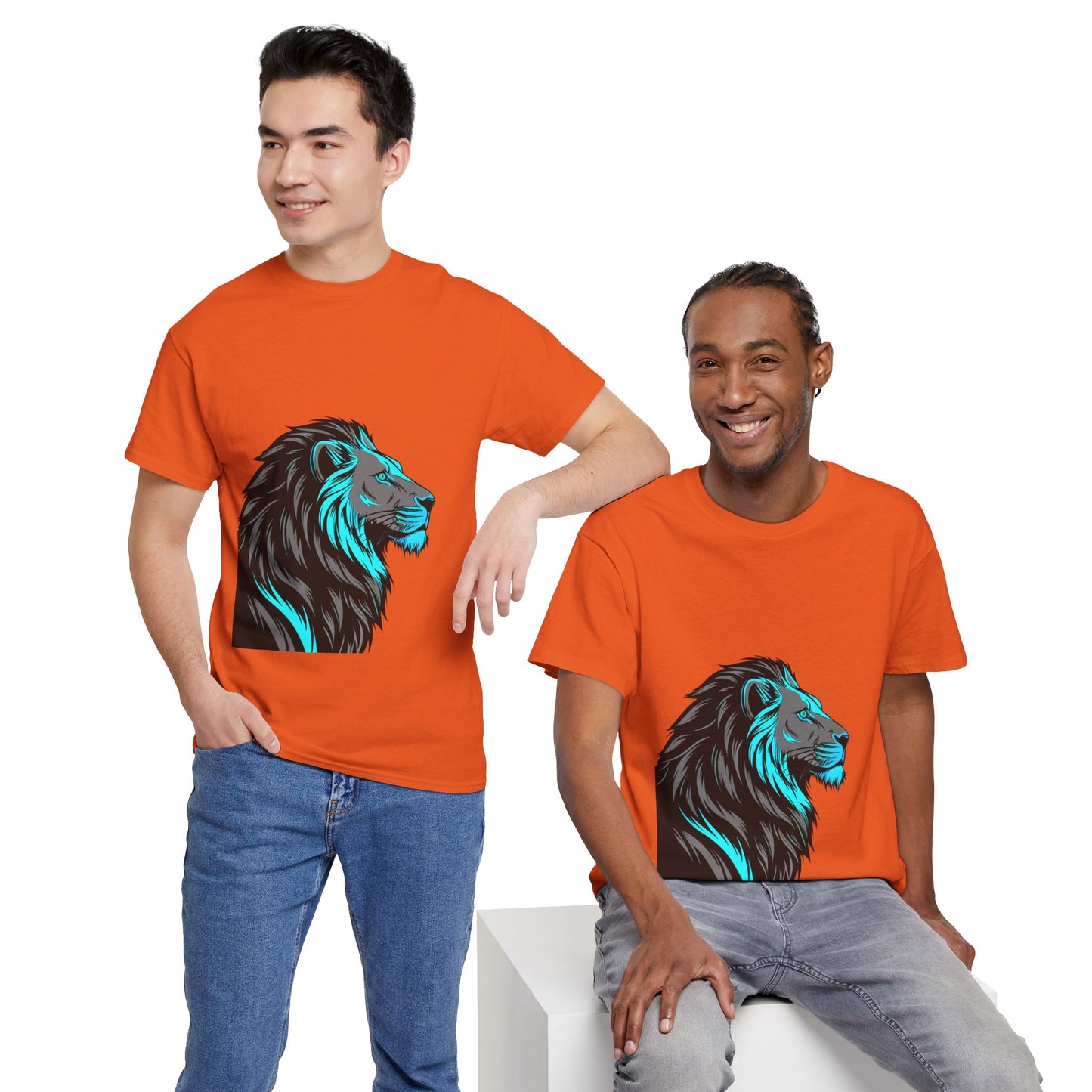 Stylish Lion Graphic Tee for Animal Lovers, Unisex Heavy Cotton T-Shirt, Casual Wear, Birthday Gift, Nature Lover's Top, Unique Design