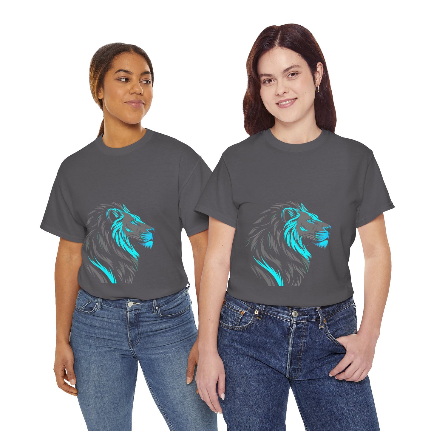 Stylish Lion Graphic Tee for Animal Lovers, Unisex Heavy Cotton T-Shirt, Casual Wear, Birthday Gift, Nature Lover's Top, Unique Design
