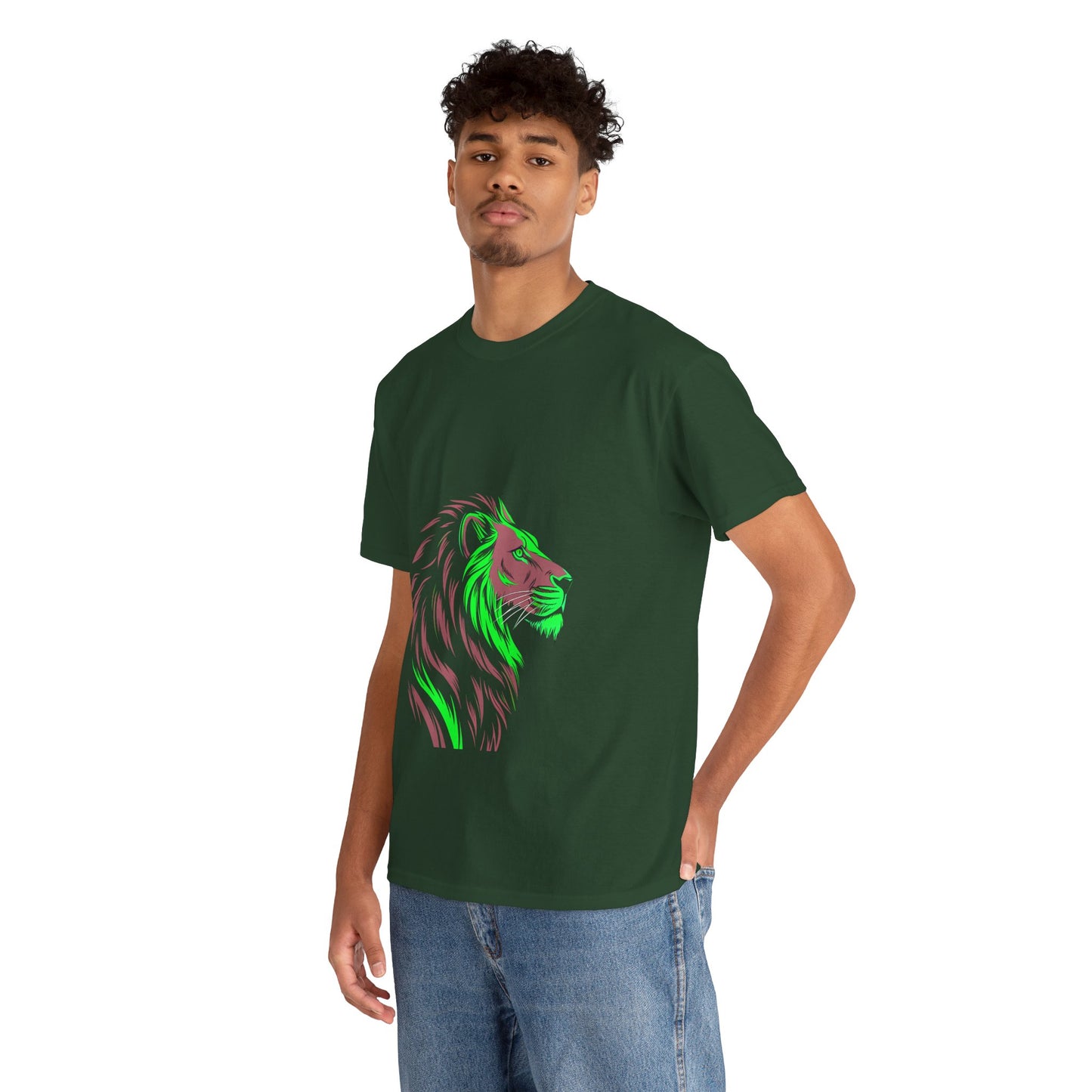 Stylish Lion Graphic Tee for Animal Lovers, Unisex Heavy Cotton T-Shirt, Casual Wear, Birthday Gift, Nature Lover's Top, Unique Design
