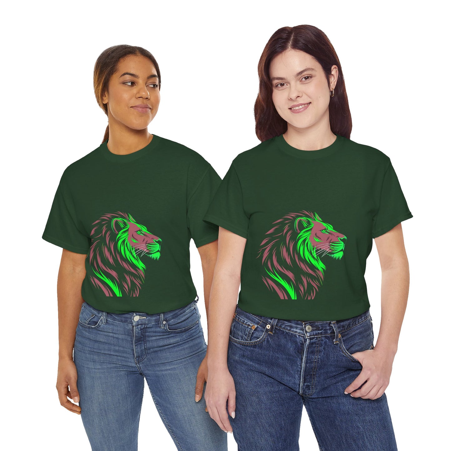 Stylish Lion Graphic Tee for Animal Lovers, Unisex Heavy Cotton T-Shirt, Casual Wear, Birthday Gift, Nature Lover's Top, Unique Design