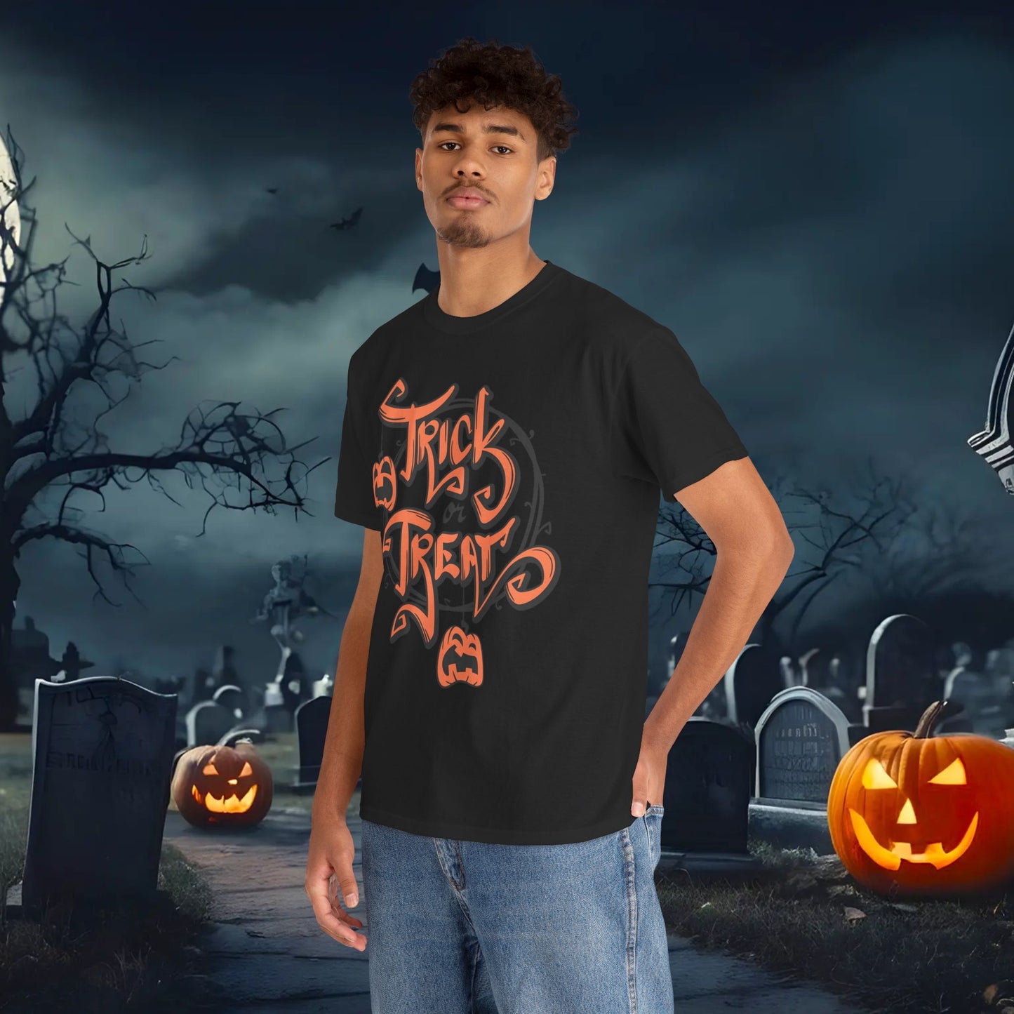 Halloween Trick or Treat Unisex Tee, Spooky Cotton Shirt, Fall Fashion, Halloween Costume Tee, Autumn Celebration Wear, Kids and Adults
