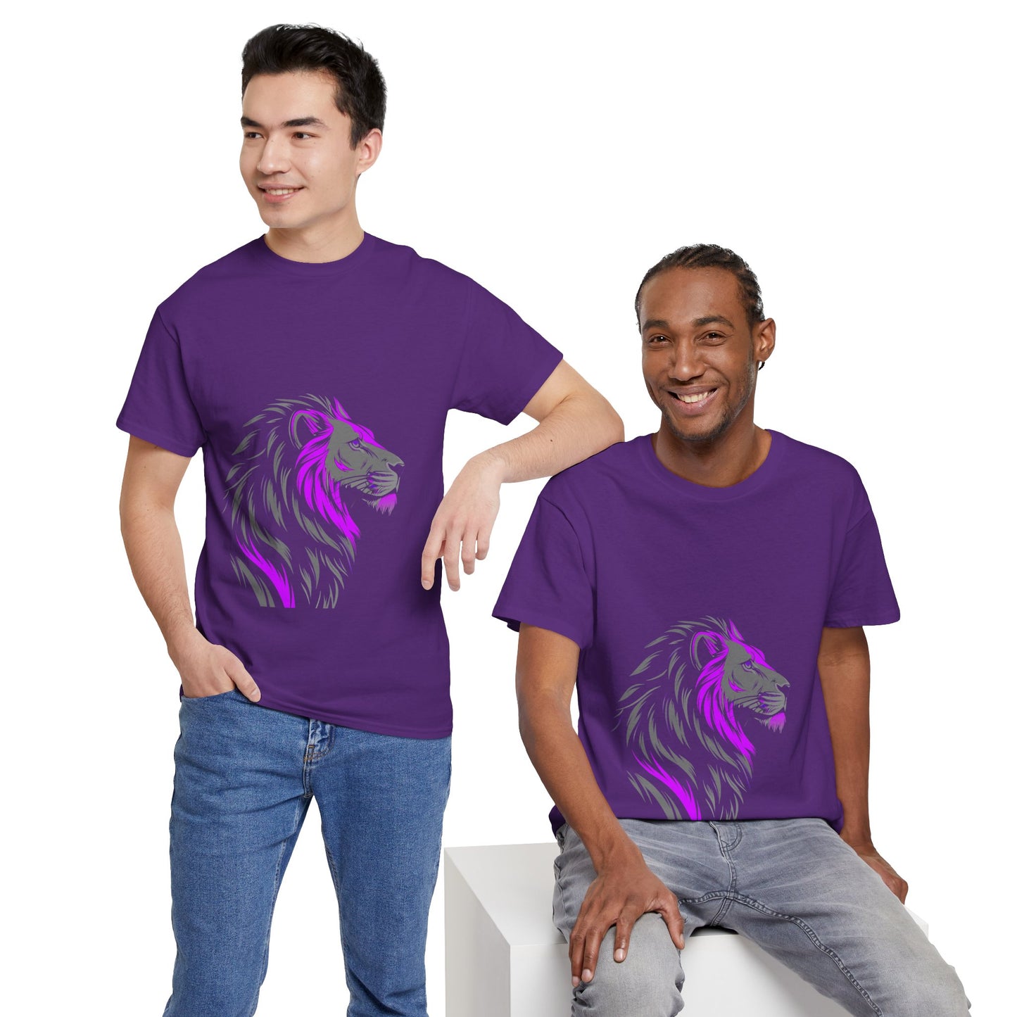 Stylish Lion Graphic Tee for Animal Lovers, Unisex Heavy Cotton T-Shirt, Casual Wear, Birthday Gift, Nature Lover's Top, Unique Design