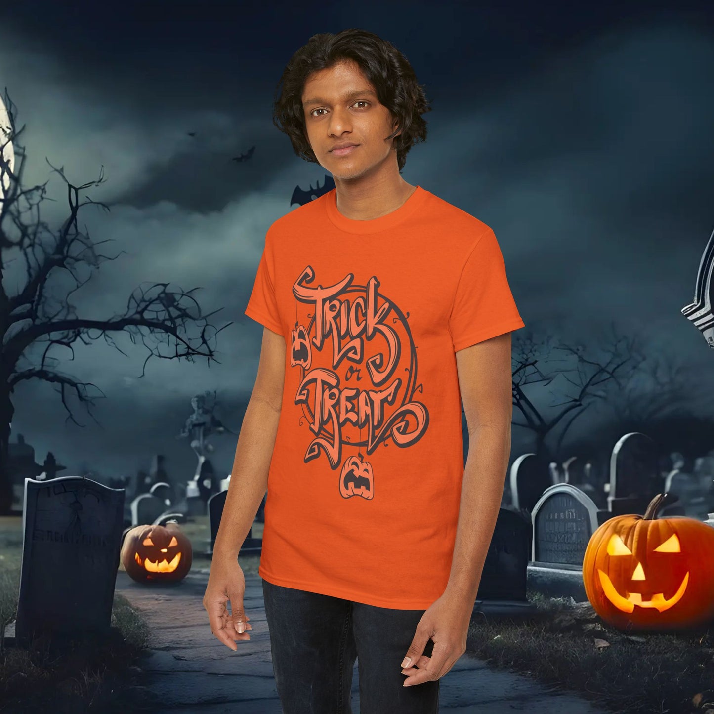 Halloween Trick or Treat Unisex Tee, Spooky Cotton Shirt, Fall Fashion, Halloween Costume Tee, Autumn Celebration Wear, Kids and Adults