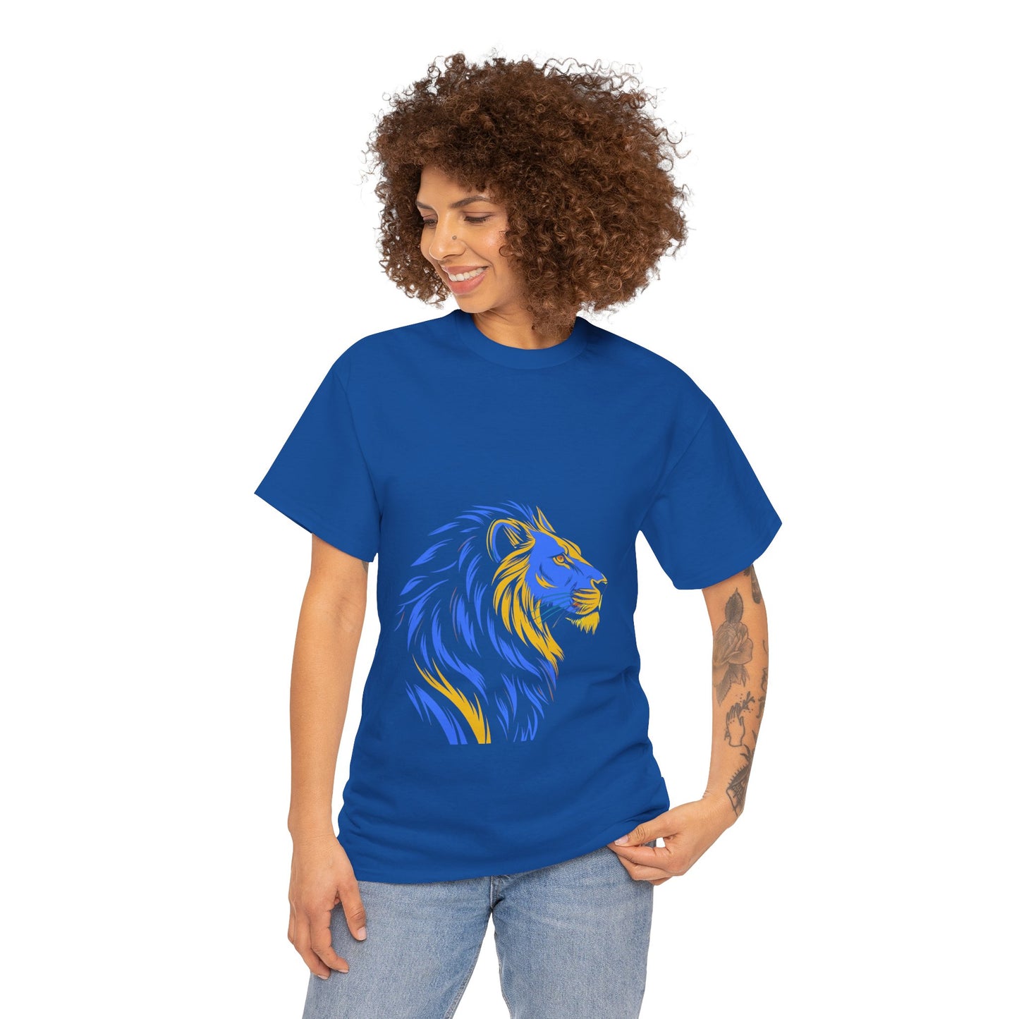 Stylish Lion Graphic Tee for Animal Lovers, Unisex Heavy Cotton T-Shirt, Casual Wear, Birthday Gift, Nature Lover's Top, Unique Design