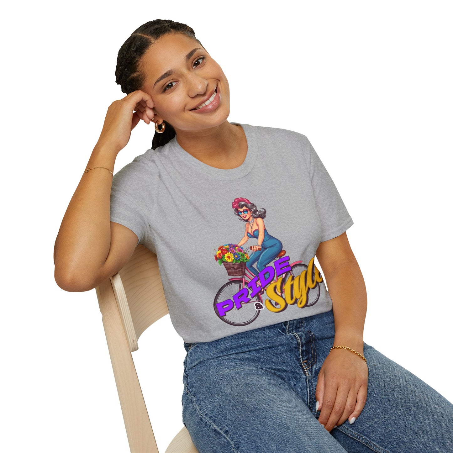 Pride Style Unisex T-Shirt, Fun Summer Tee, LGBTQ+ Gift, Bike Lover Shirt, Festival Wear, Colorful Pride Apparel