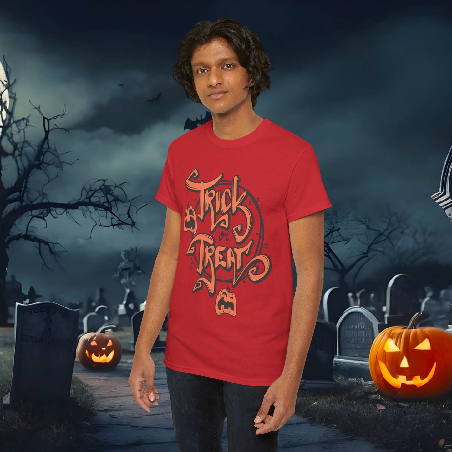 Halloween Trick or Treat Unisex Tee, Spooky Cotton Shirt, Fall Fashion, Halloween Costume Tee, Autumn Celebration Wear, Kids and Adults