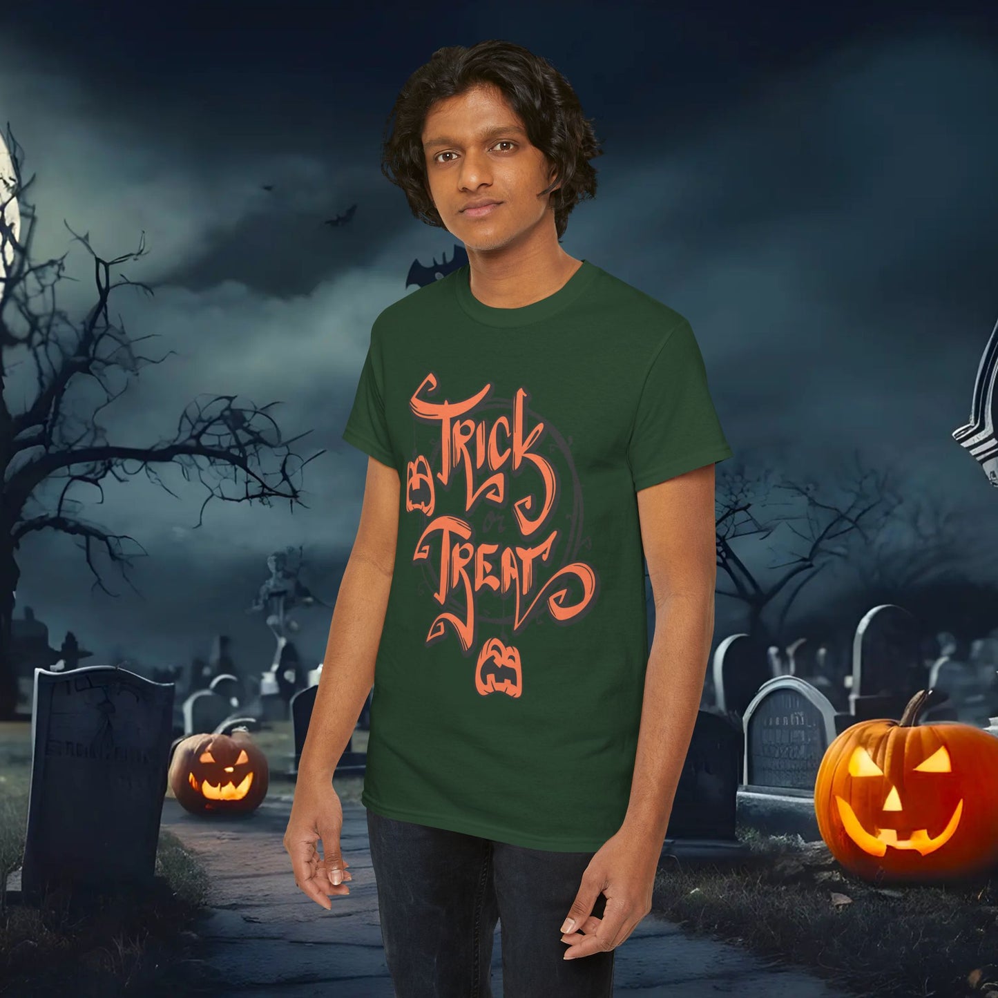 Halloween Trick or Treat Unisex Tee, Spooky Cotton Shirt, Fall Fashion, Halloween Costume Tee, Autumn Celebration Wear, Kids and Adults
